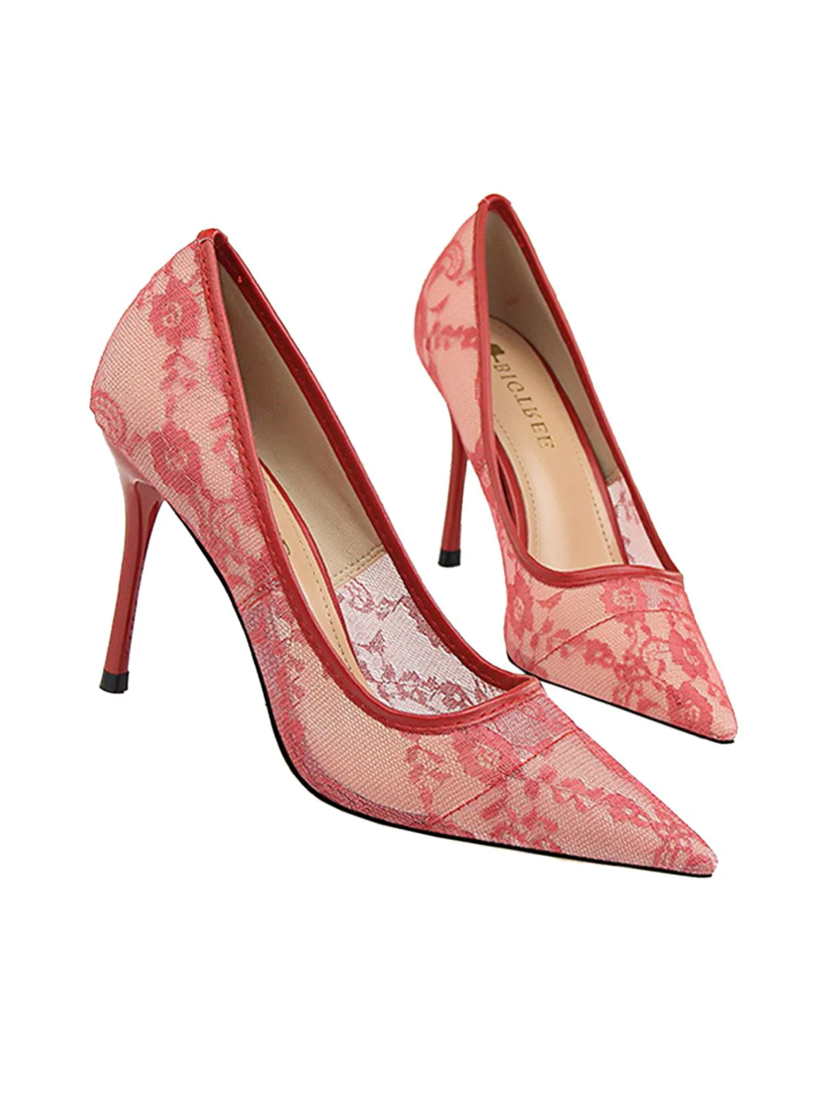 Retro Floral Solid Lace Pointed Shoes - Image 7
