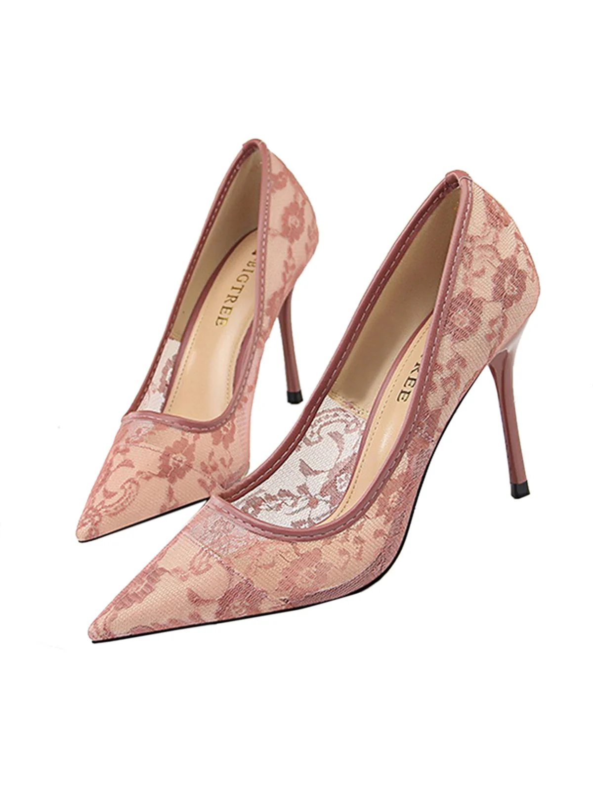 Retro Floral Solid Lace Pointed Shoes - Image 8