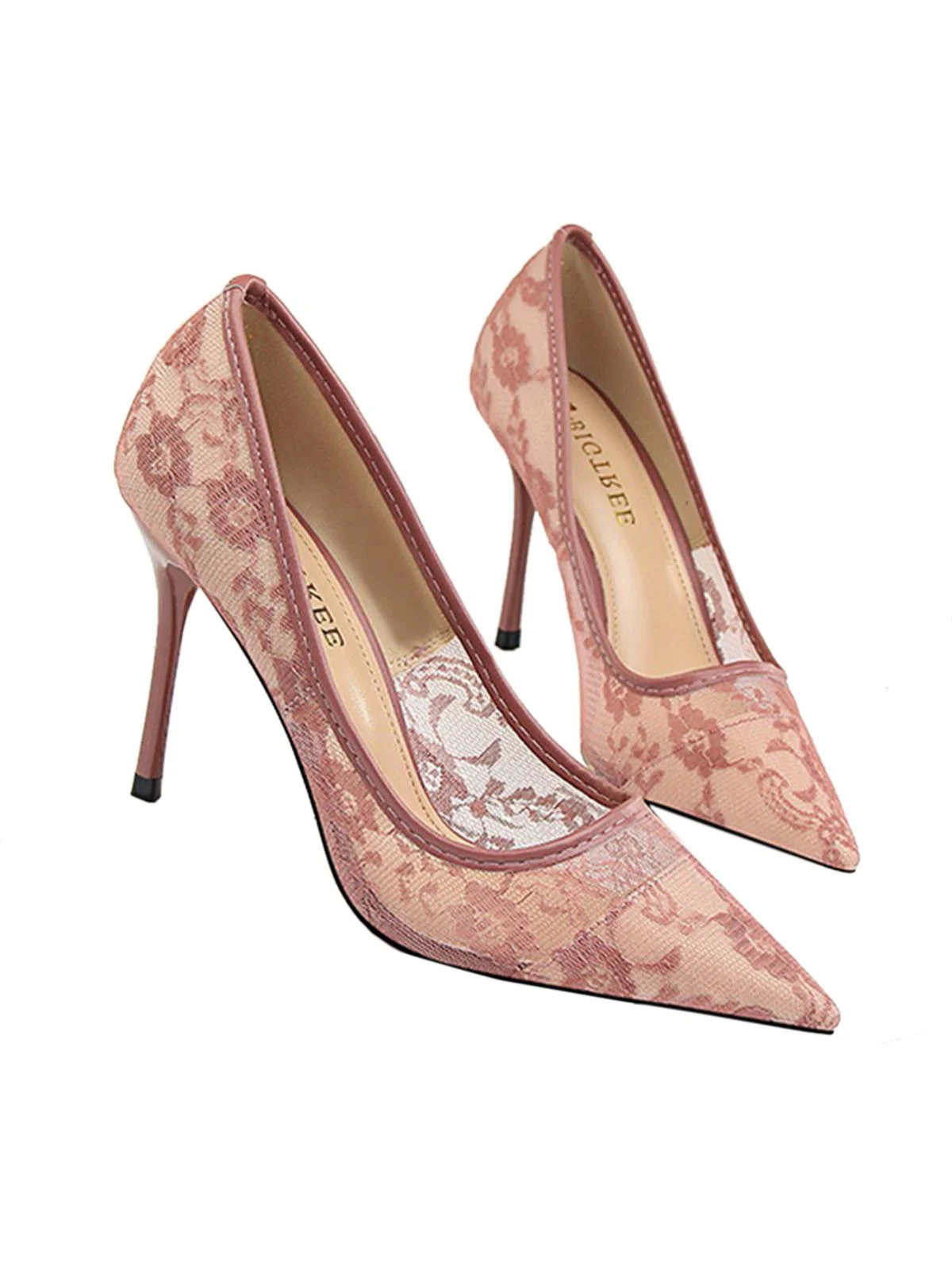 Retro Floral Solid Lace Pointed Shoes - Image 9
