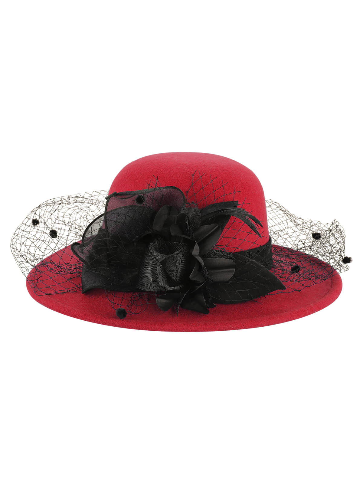Retro Flower Net Round Top Hat - Image 10