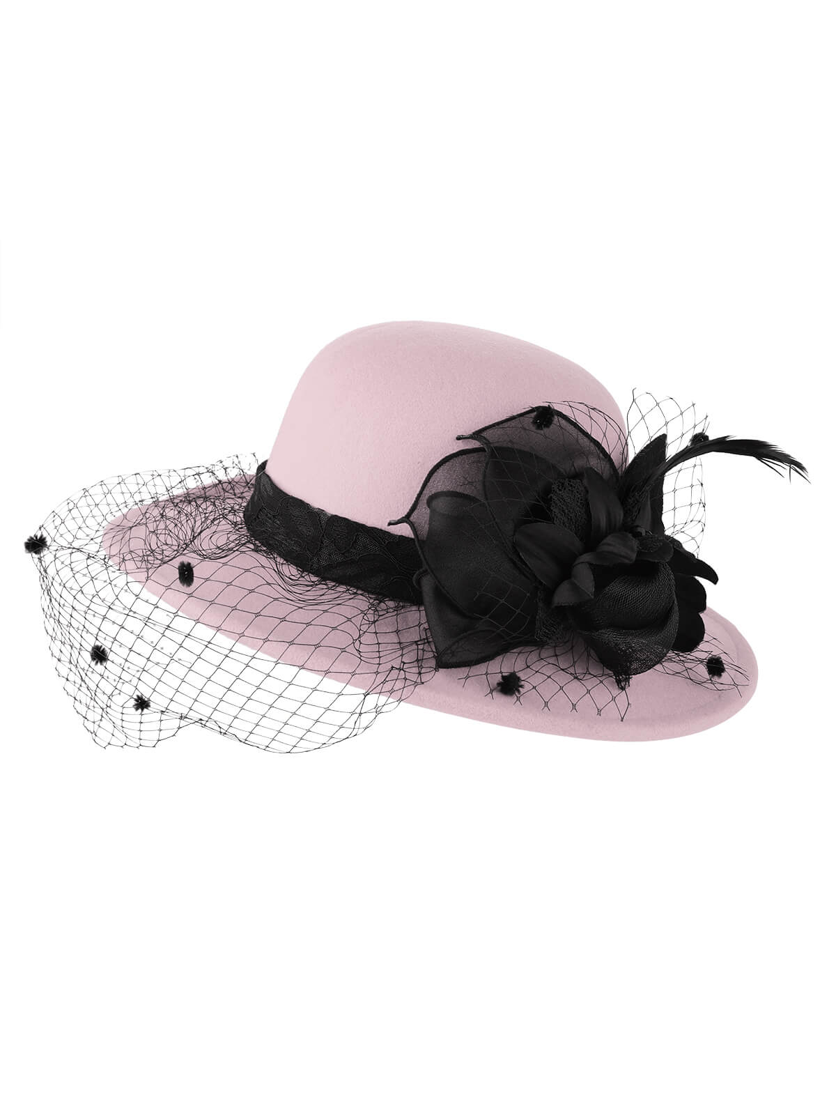 Retro Flower Net Round Top Hat - Image 11