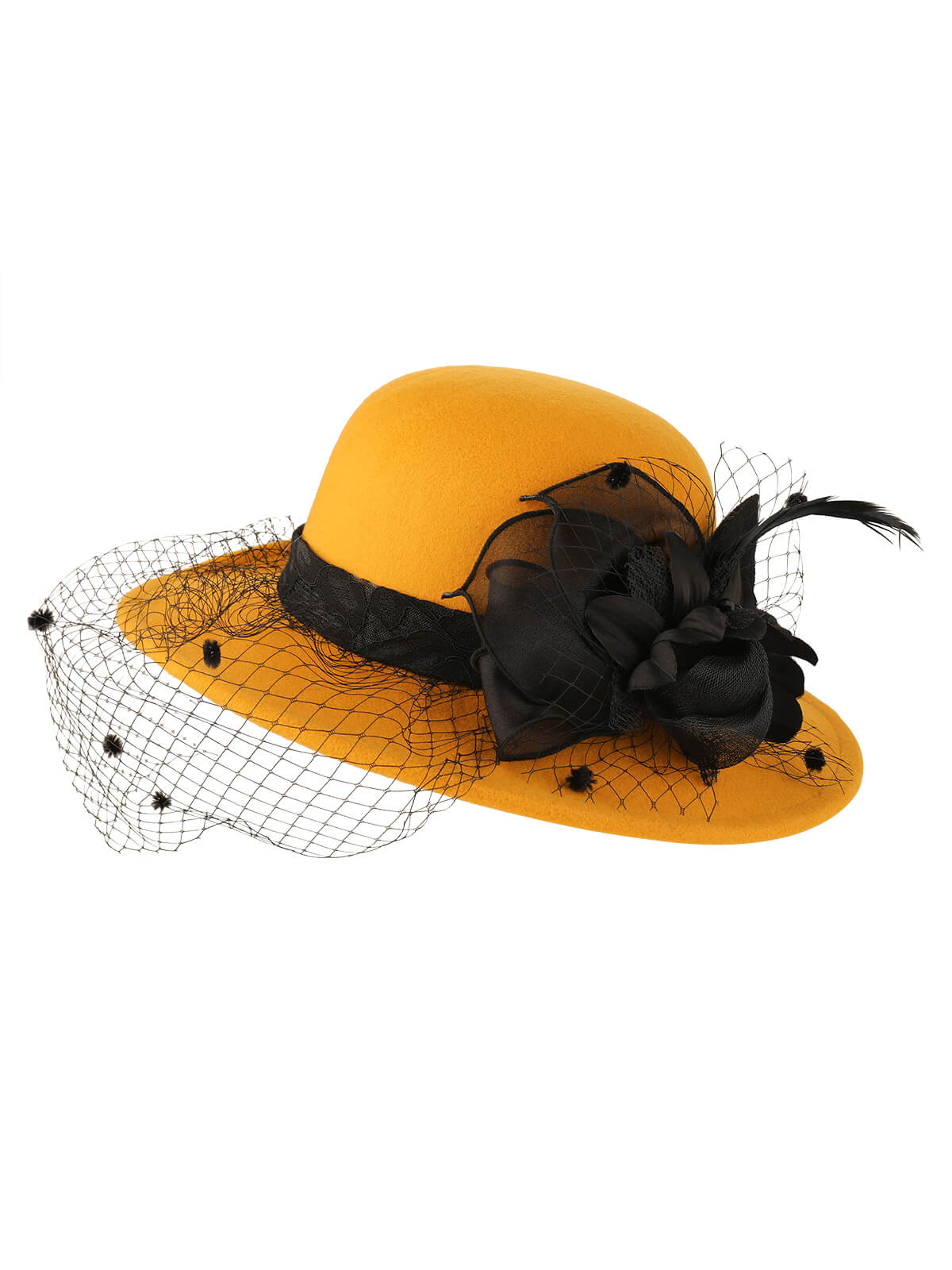 Retro Flower Net Round Top Hat - Image 14