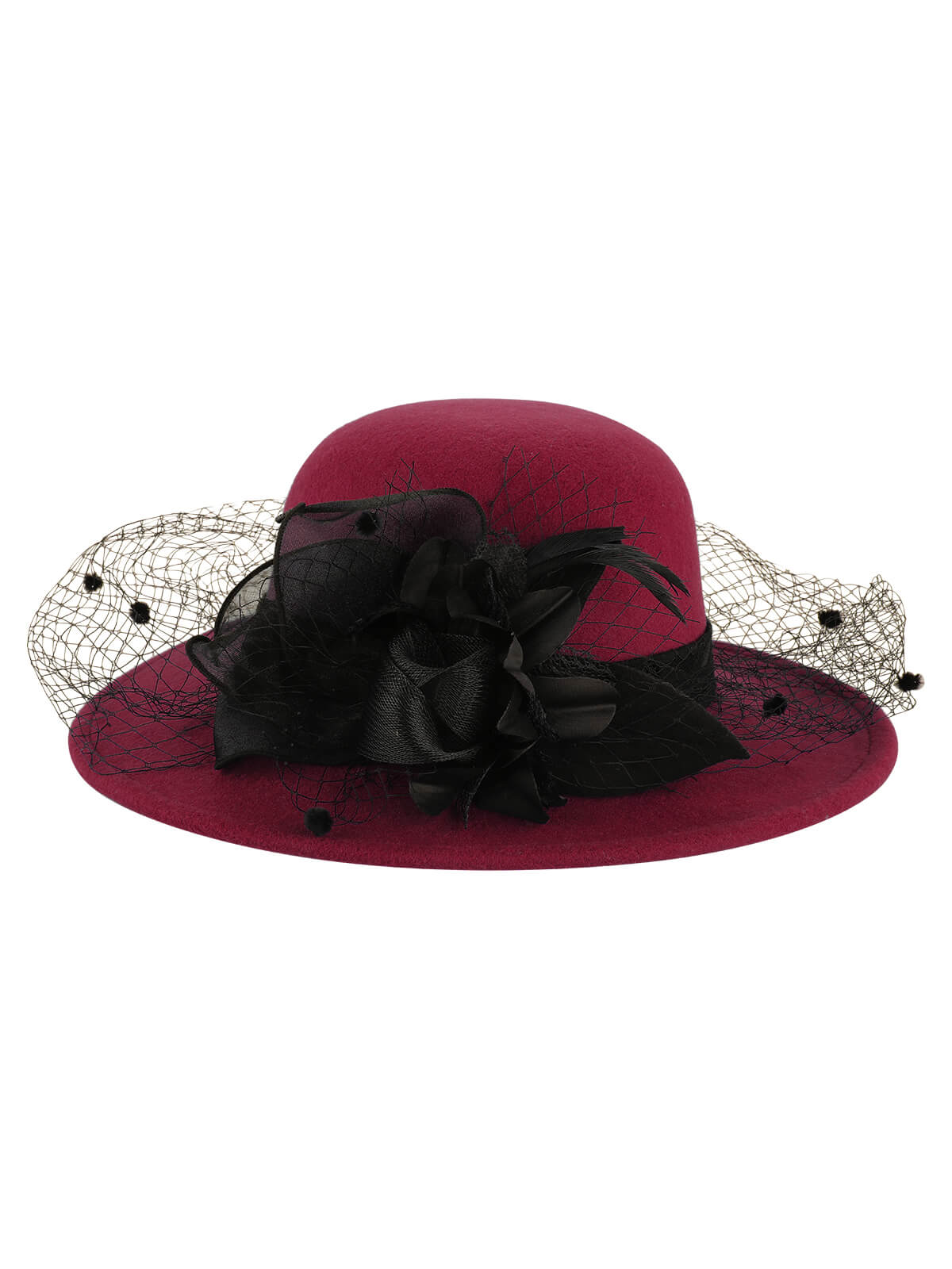 Retro Flower Net Round Top Hat - Image 2