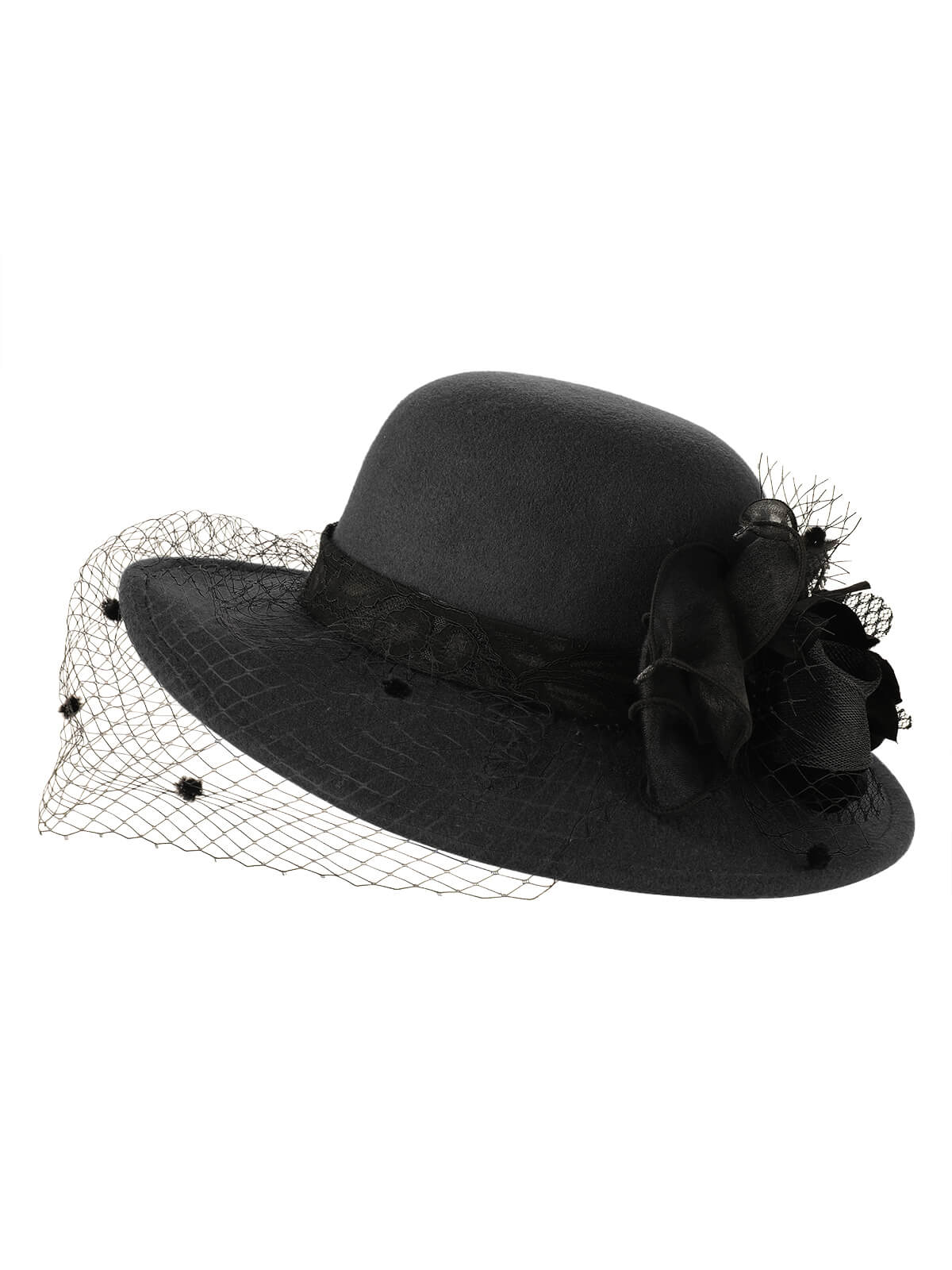 Retro Flower Net Round Top Hat - Image 3