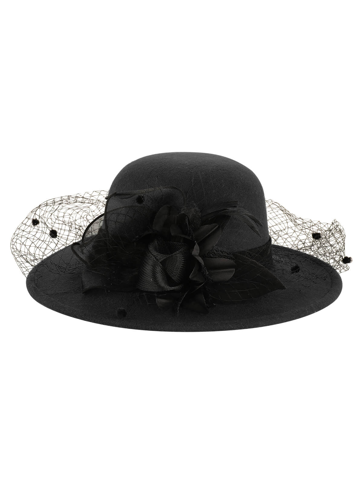 Retro Flower Net Round Top Hat - Image 4