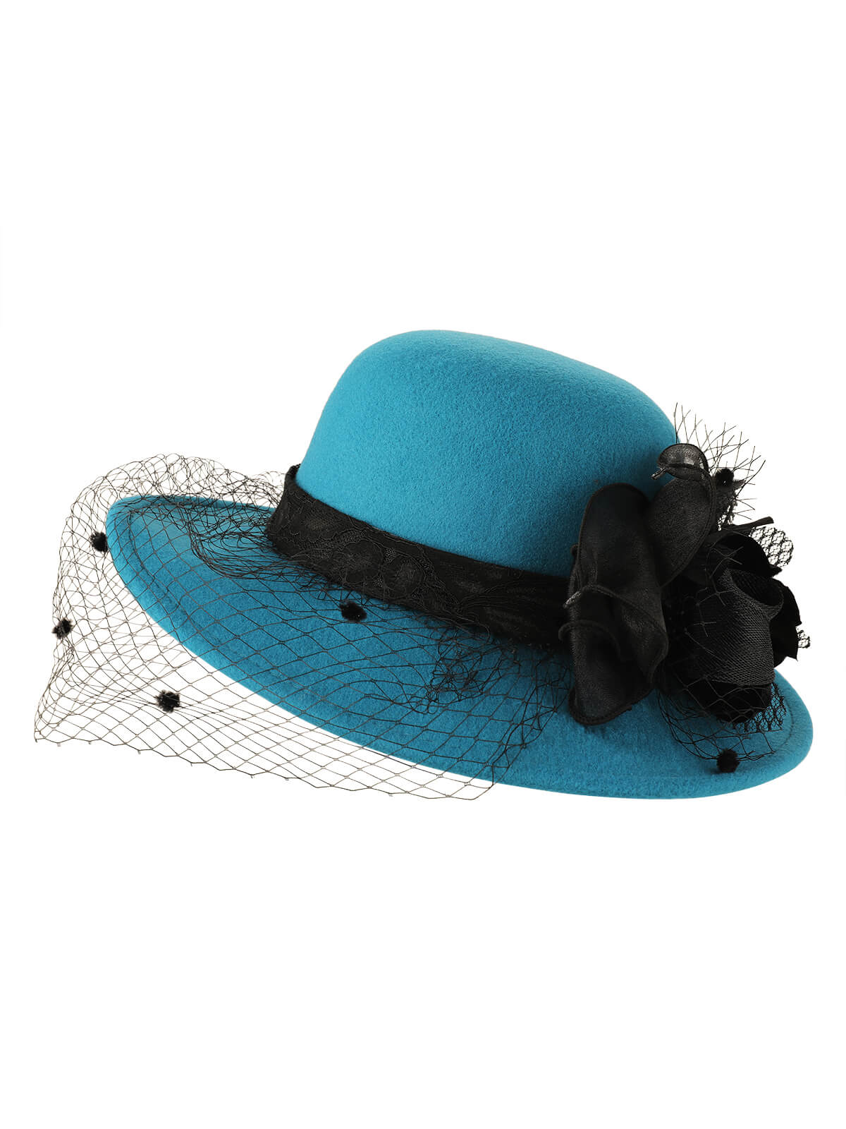 Retro Flower Net Round Top Hat - Image 5