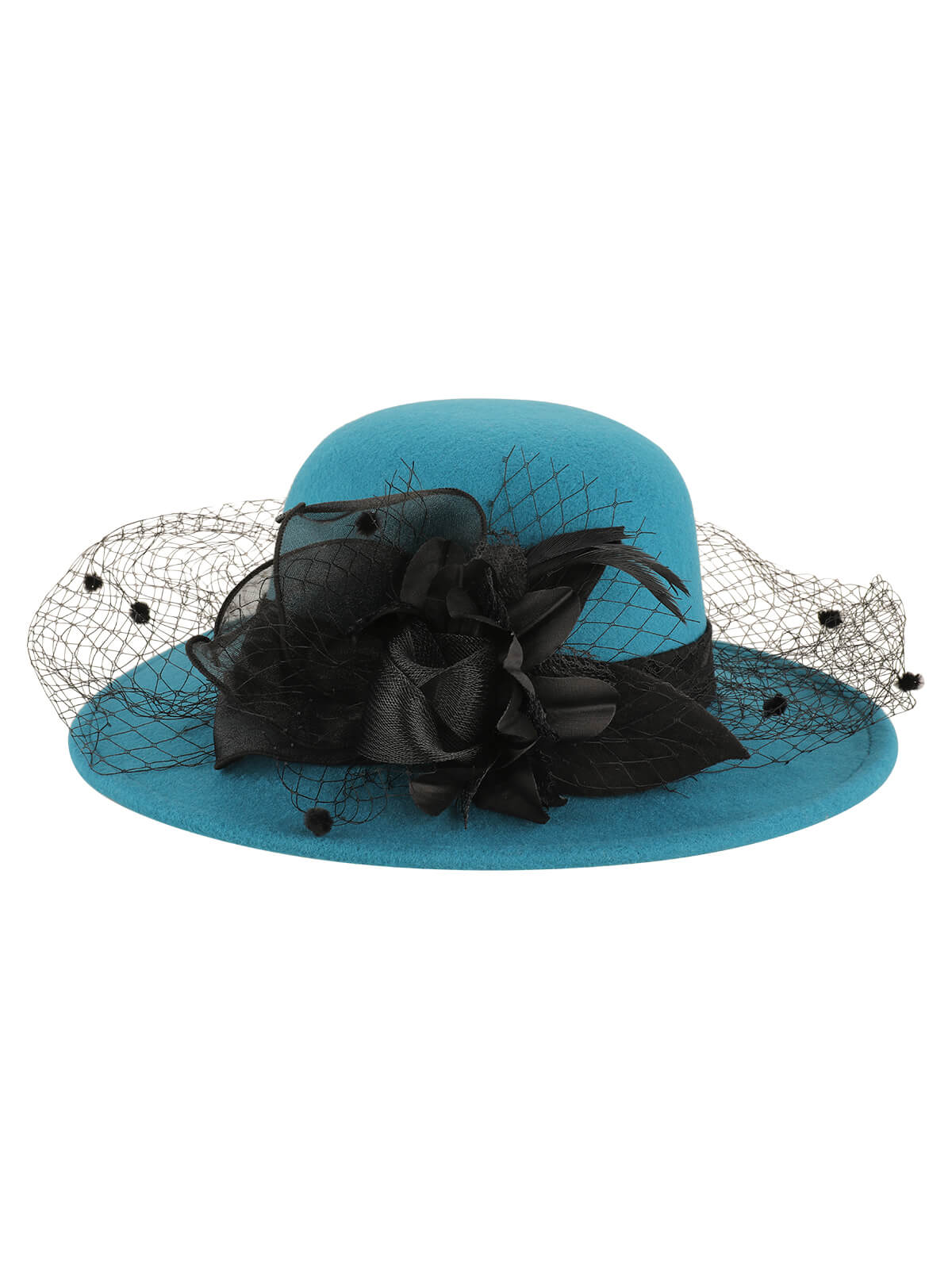 Retro Flower Net Round Top Hat - Image 6