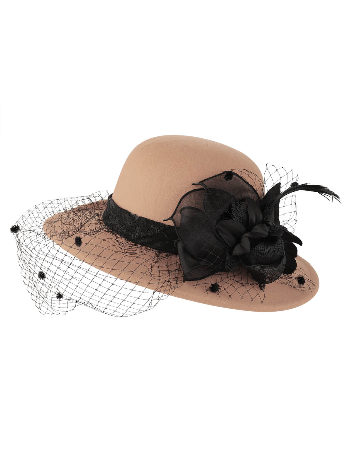 Retro Flower Net Round Top Hat - Image 7