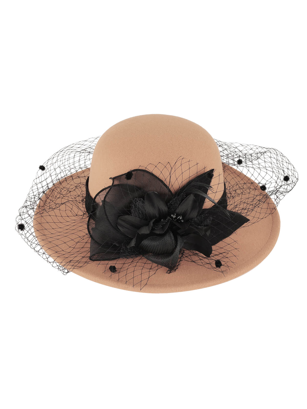 Retro Flower Net Round Top Hat - Image 8