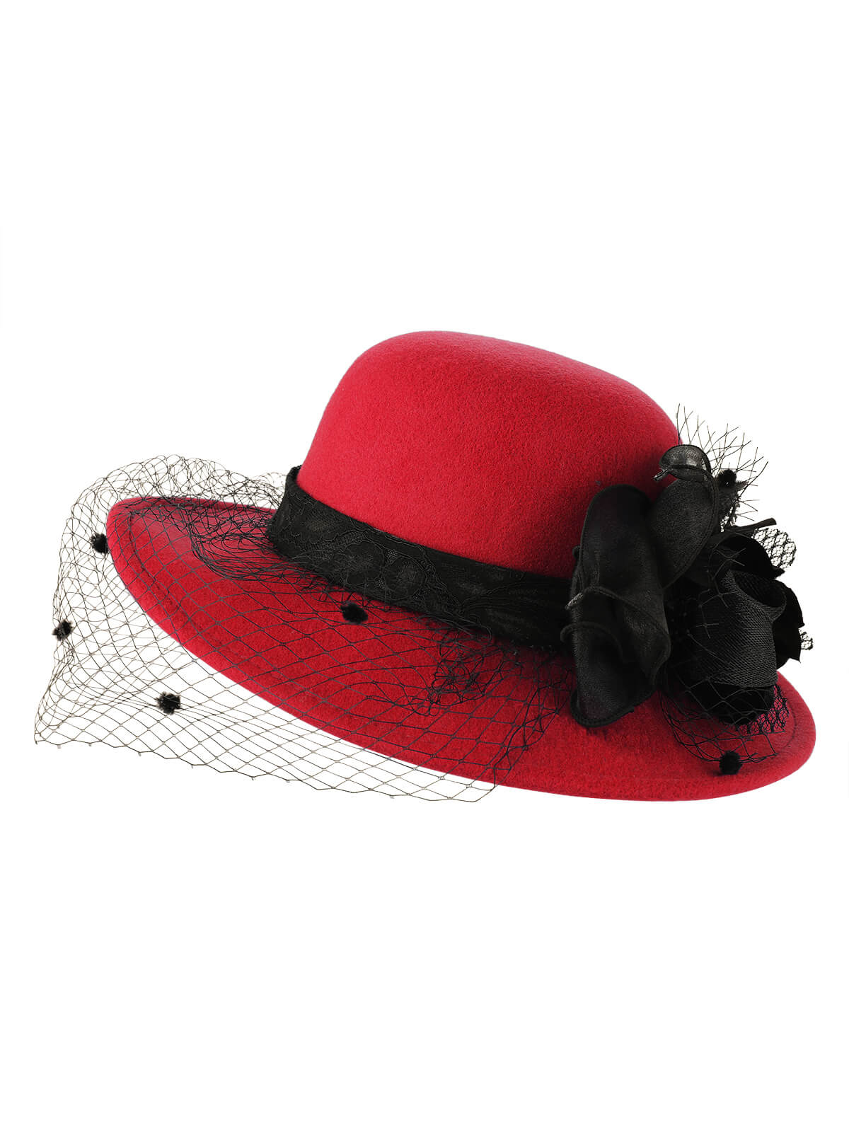 Retro Flower Net Round Top Hat - Image 9