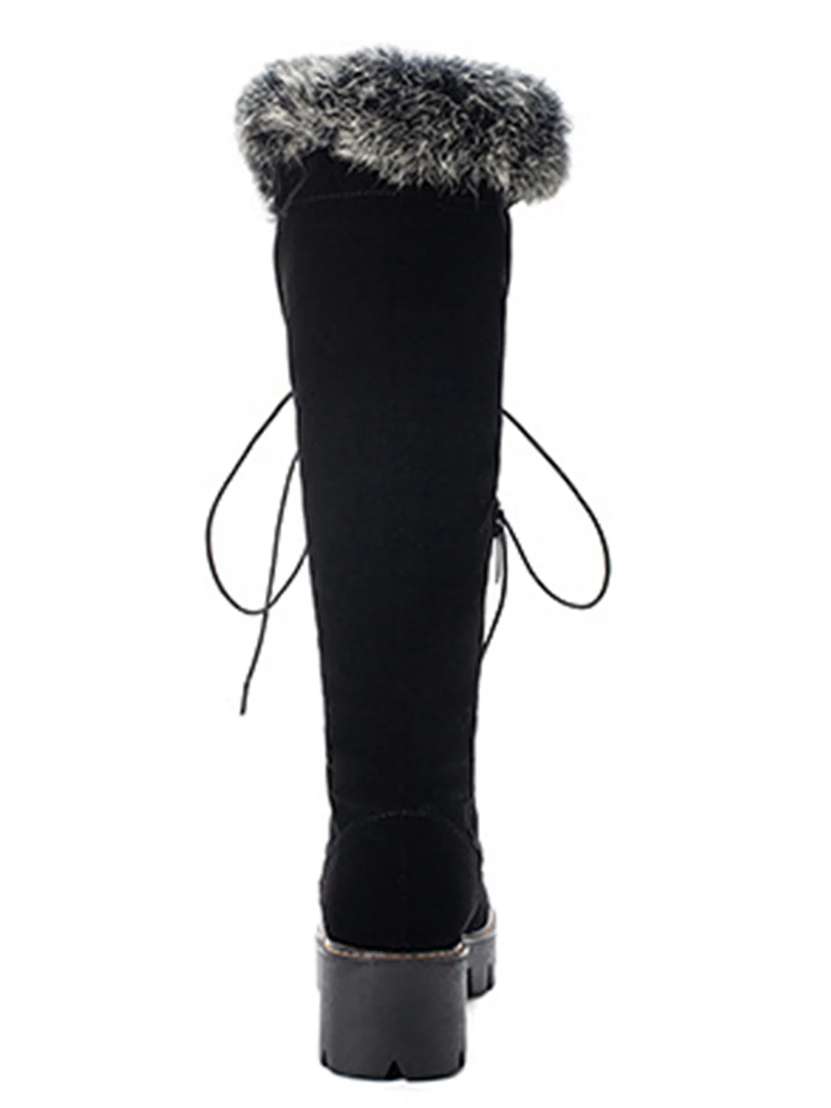 Retro Furry Chunky Heel Snow Boots - Image 4