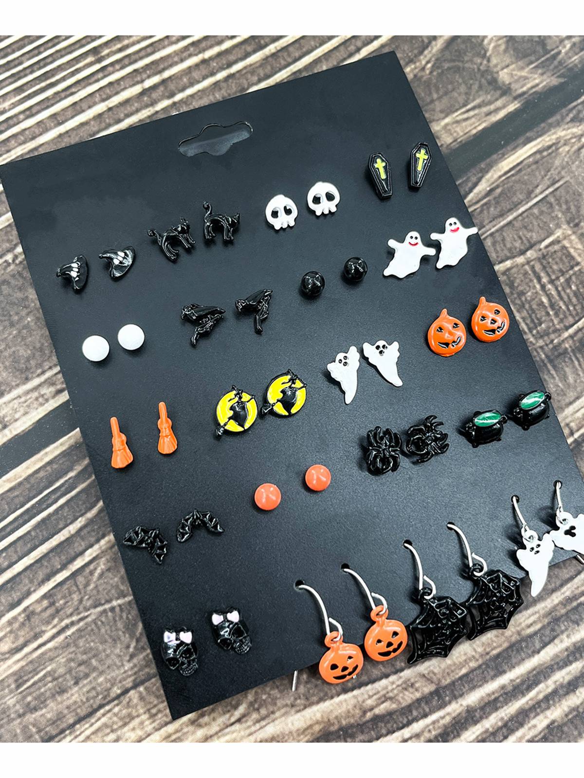 Retro Halloween Ghost Pumpkin Earrings - Image 2