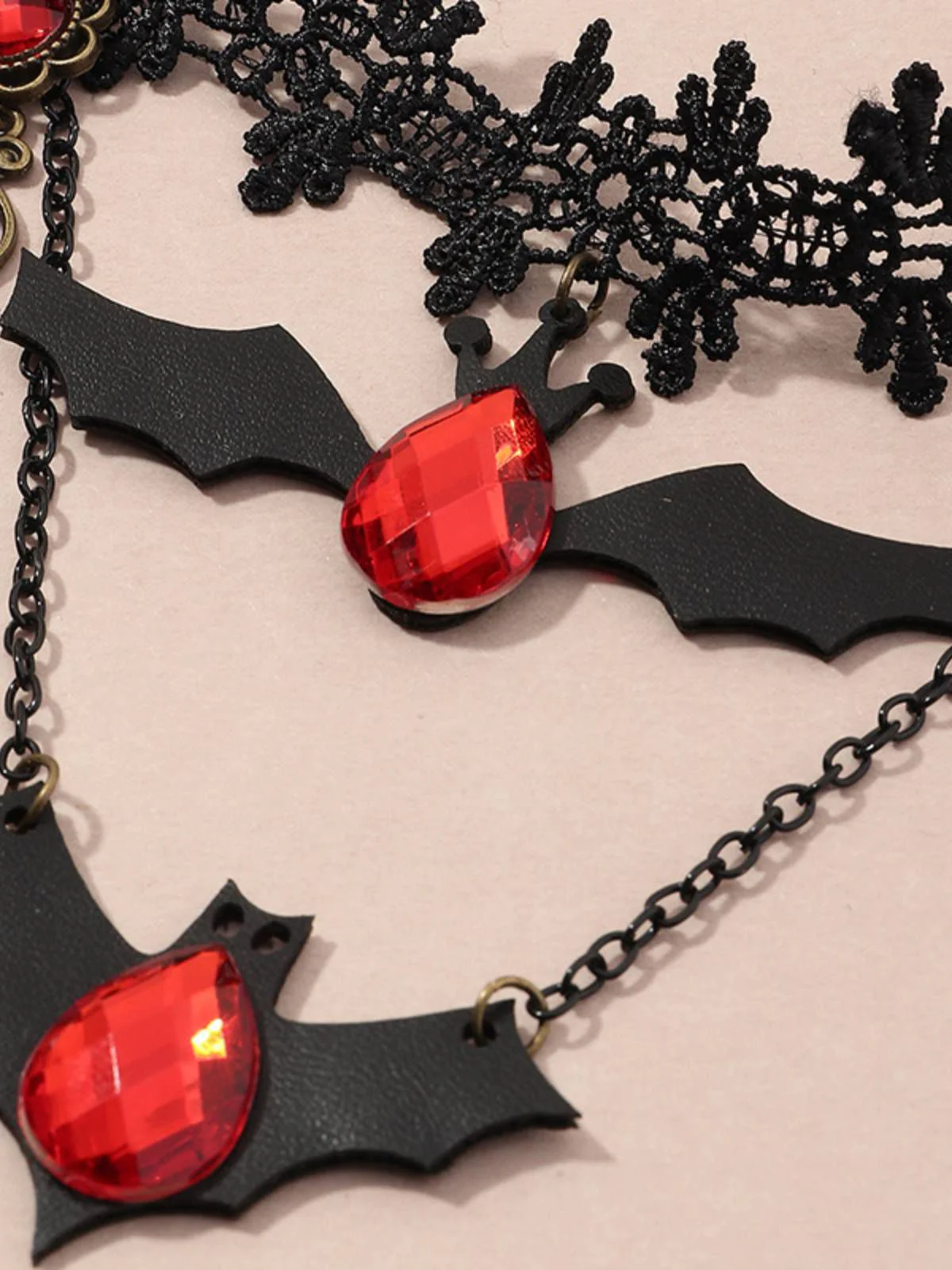 Retro Halloween Lace Bat Necklace - Image 4