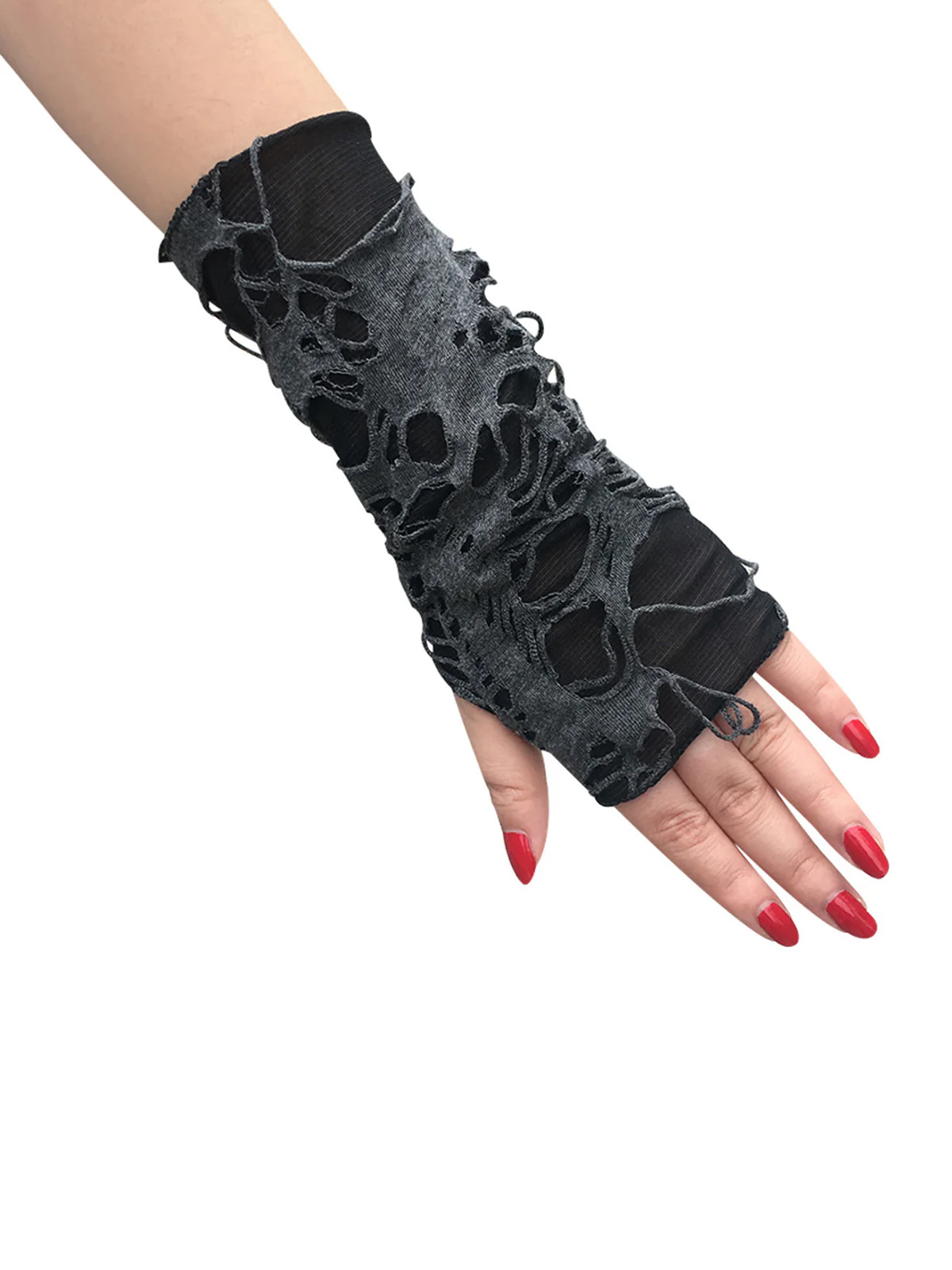 Retro Halloween Ripped Punk Gloves - Image 3