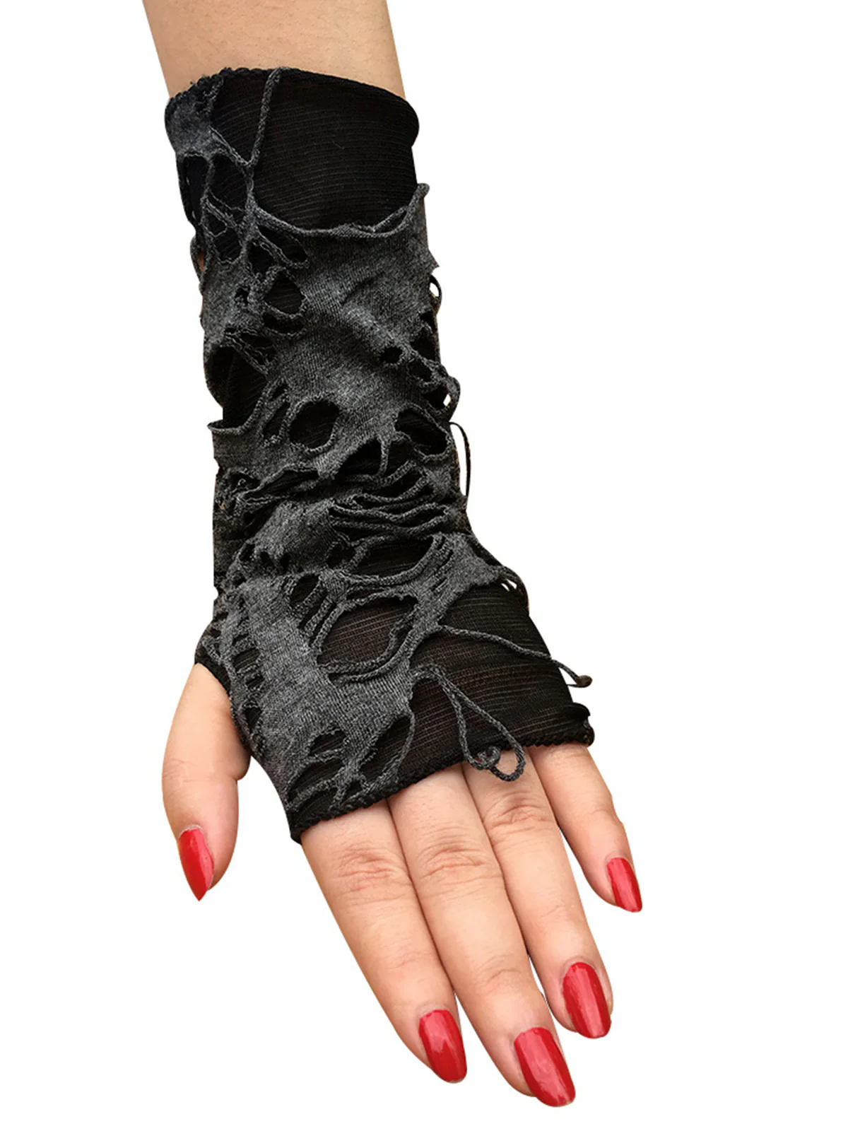 Retro Halloween Ripped Punk Gloves - Image 4