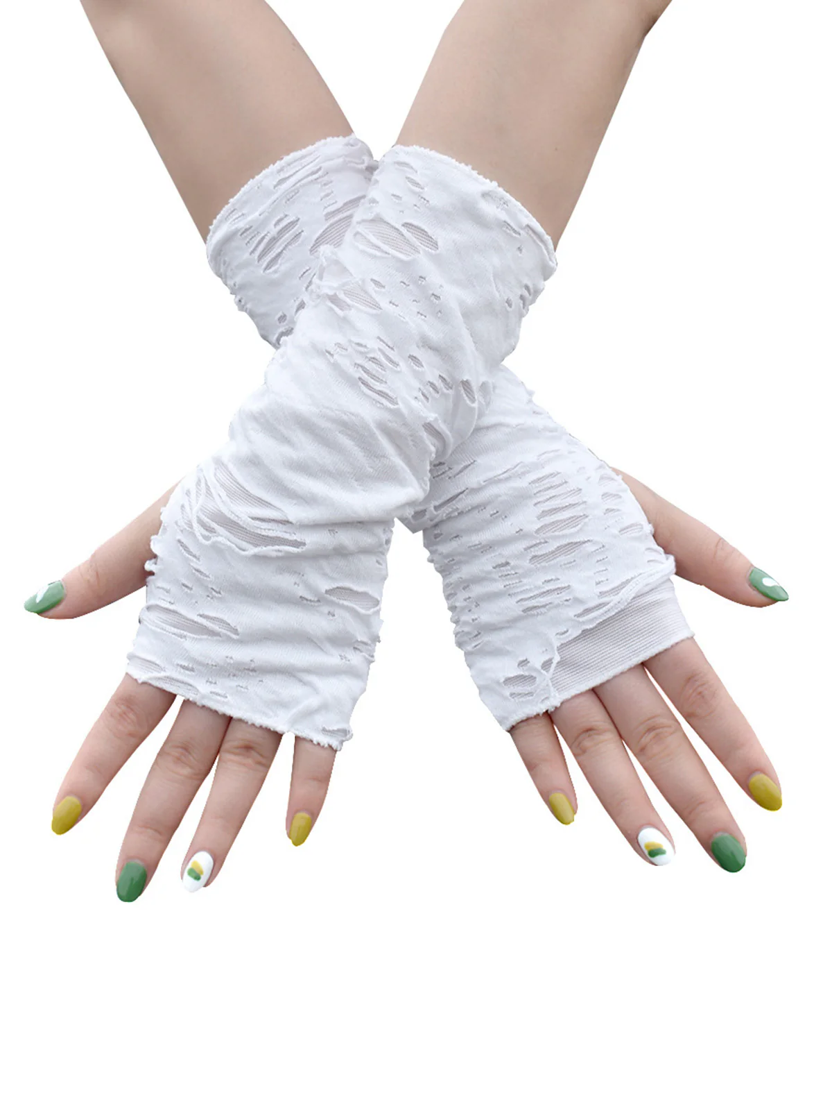 Retro Halloween Ripped Punk Gloves - Image 6