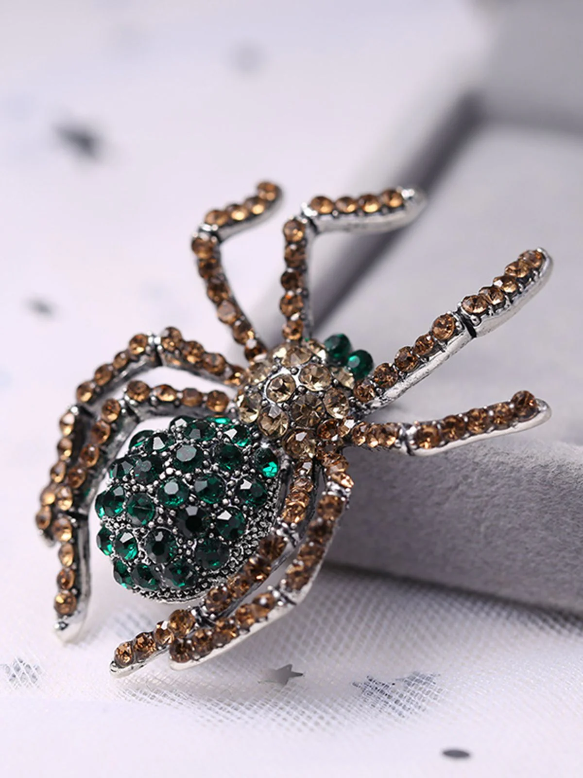 Retro Halloween Spider Rhinestone Brooch - Image 3