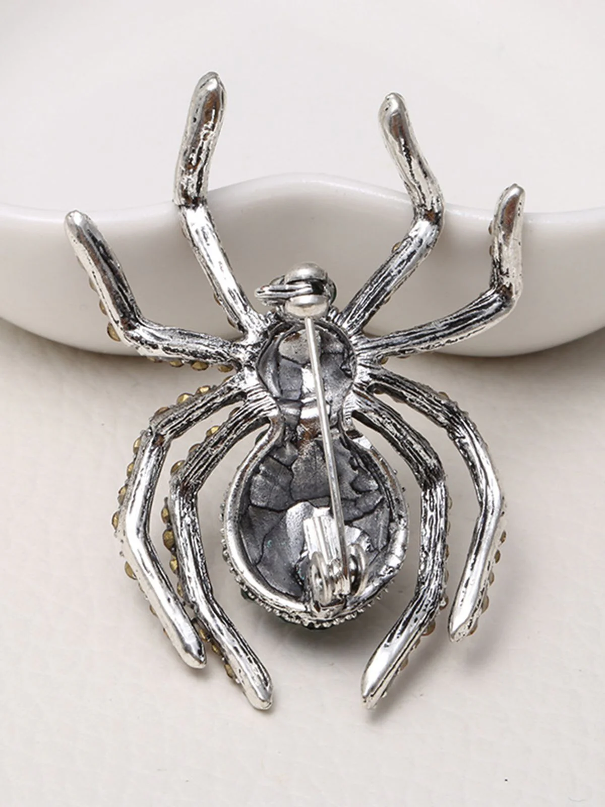 Retro Halloween Spider Rhinestone Brooch - Image 7