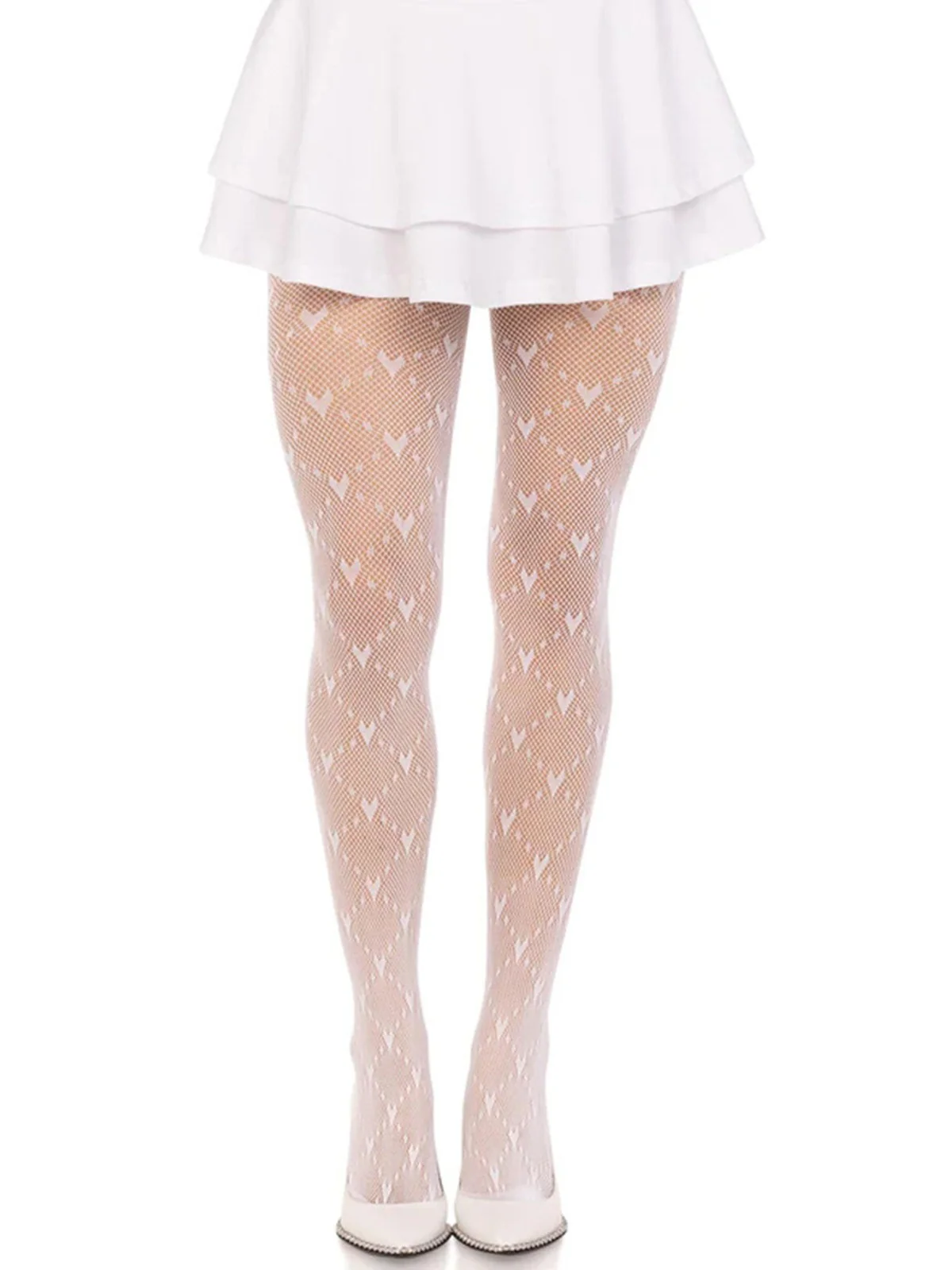 Retro Heart Argyle Lines Pantyhose Stockings - Image 10