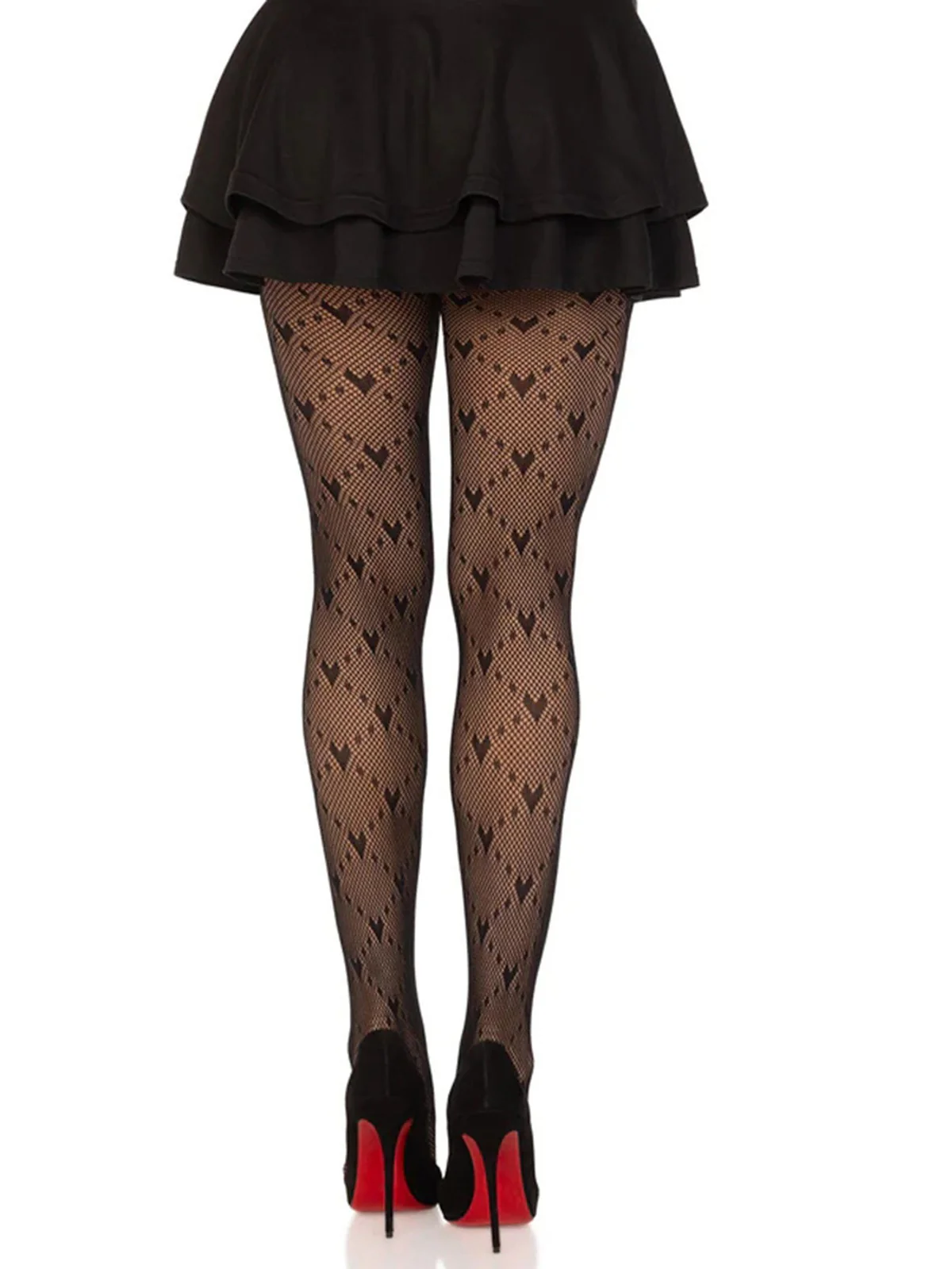 Retro Heart Argyle Lines Pantyhose Stockings - Image 2