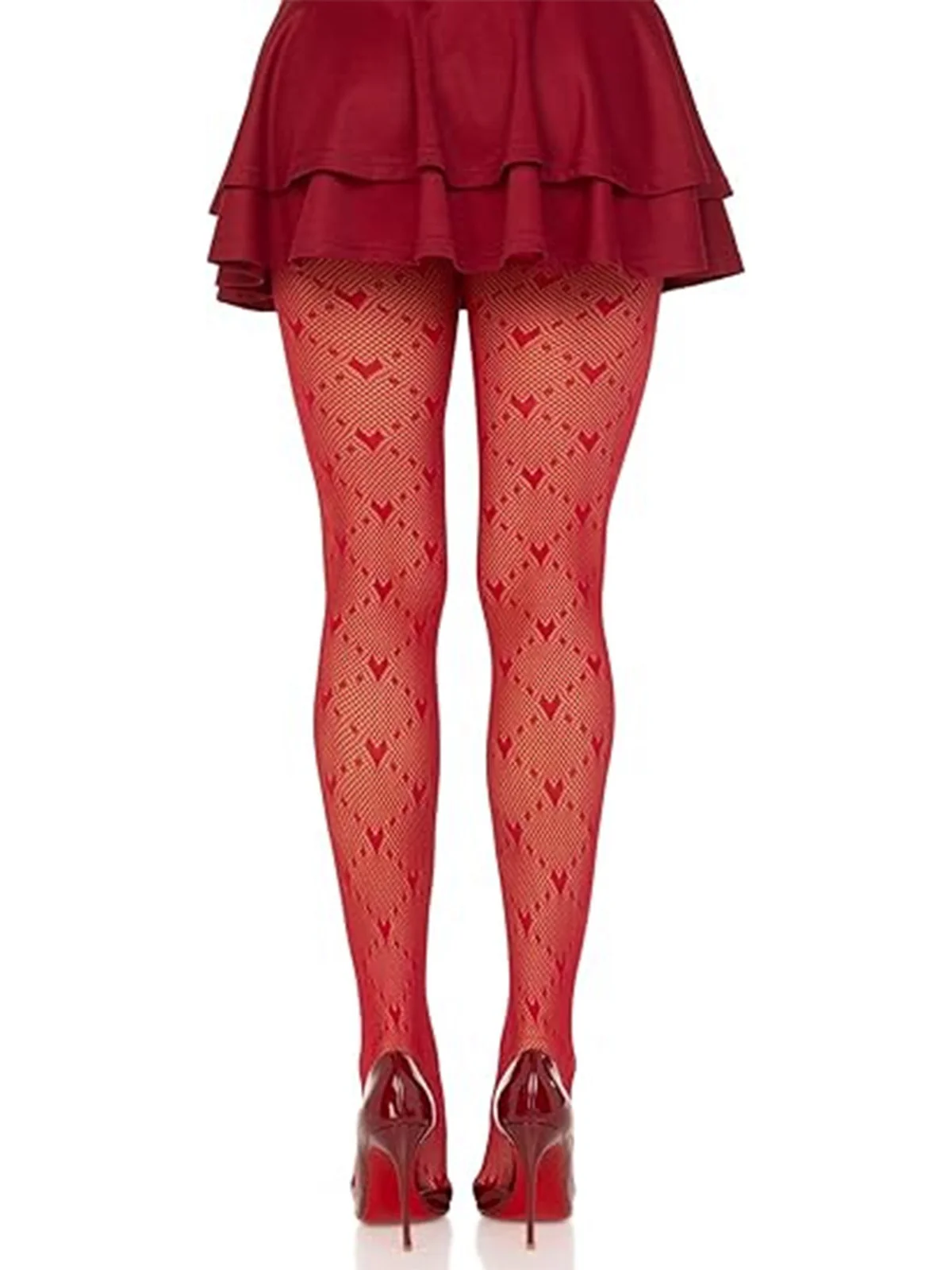 Retro Heart Argyle Lines Pantyhose Stockings - Image 6
