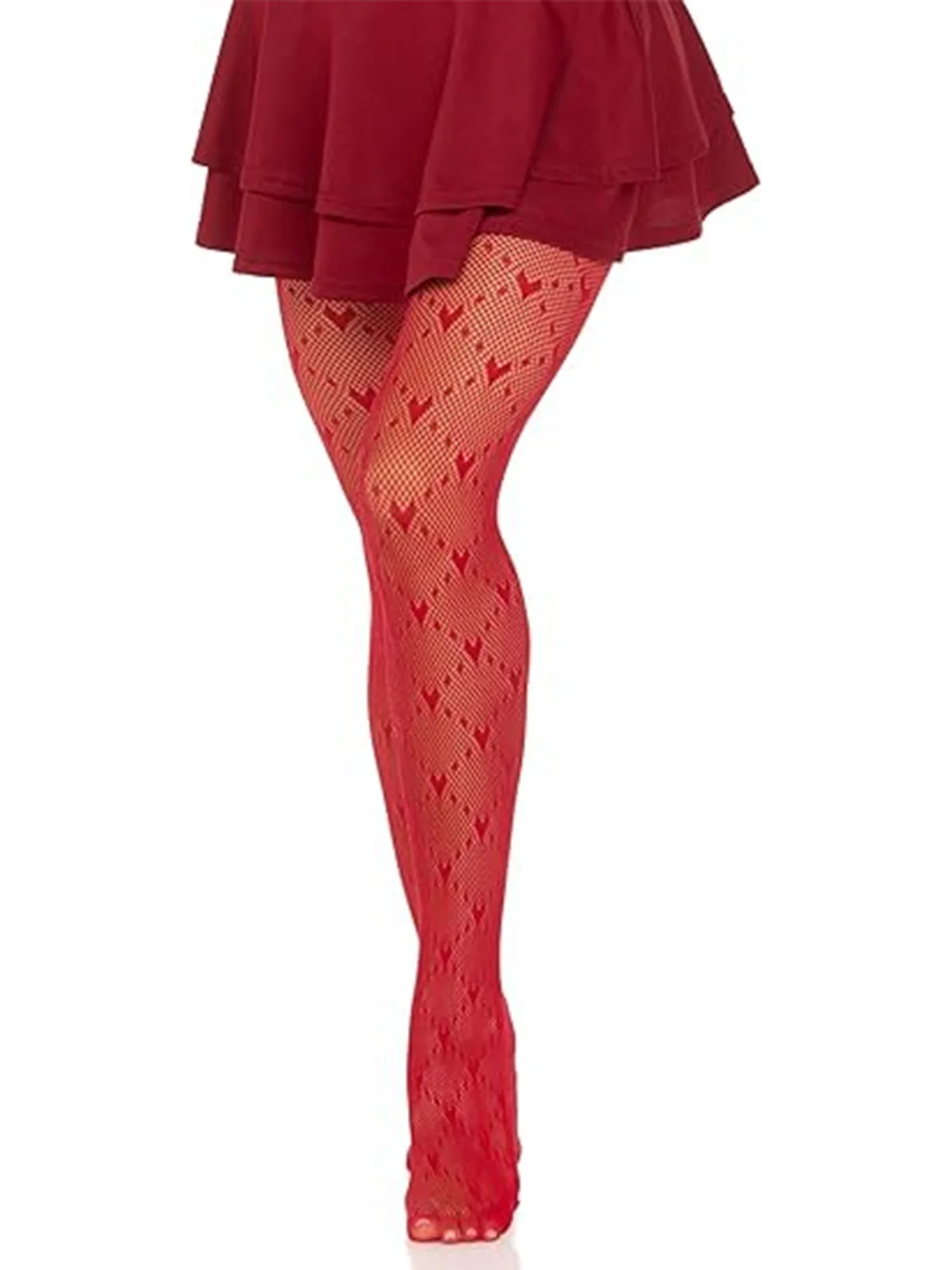 Retro Heart Argyle Lines Pantyhose Stockings - Image 9