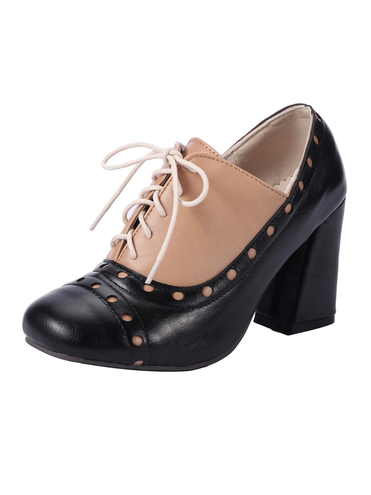 Retro High Heels Saddle Shoes - Image 4