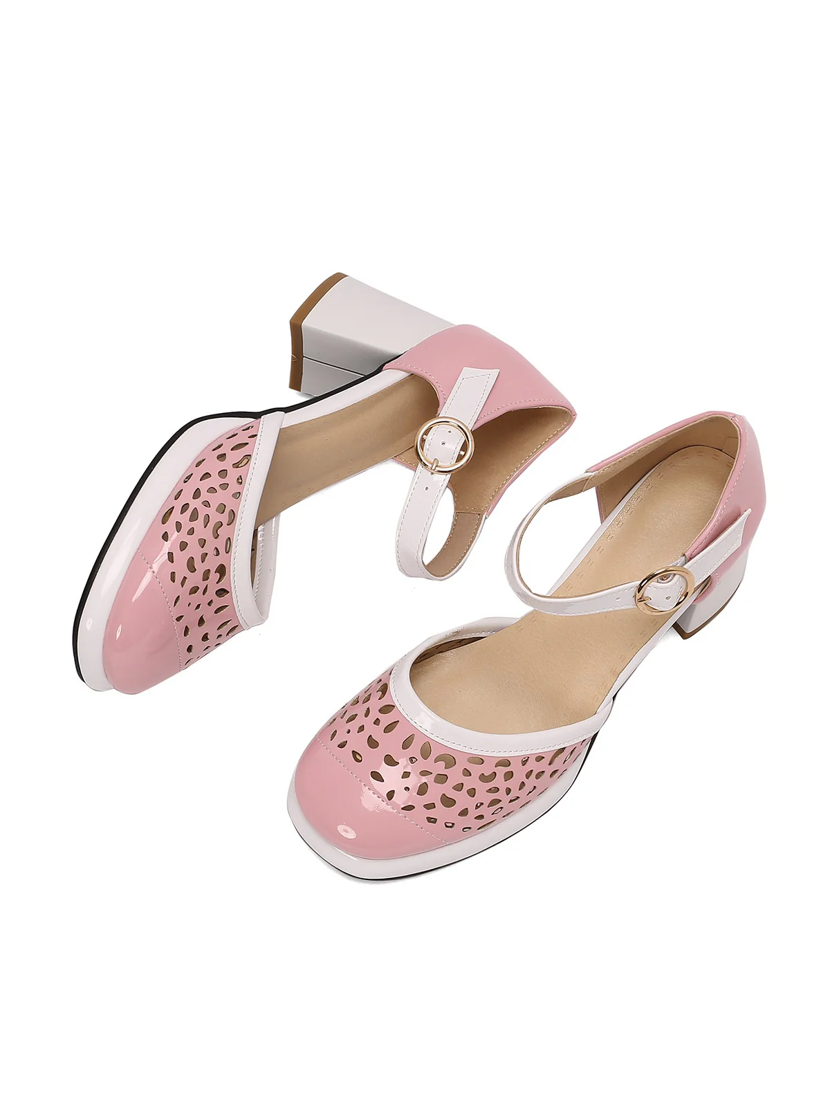 Retro Hollow Chunky High Heels Shoes - Image 10