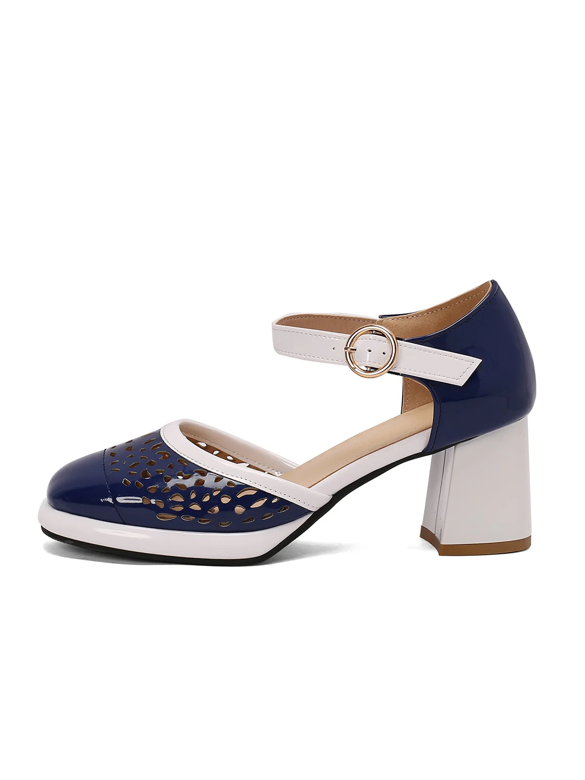 Retro Hollow Chunky High Heels Shoes - Image 3