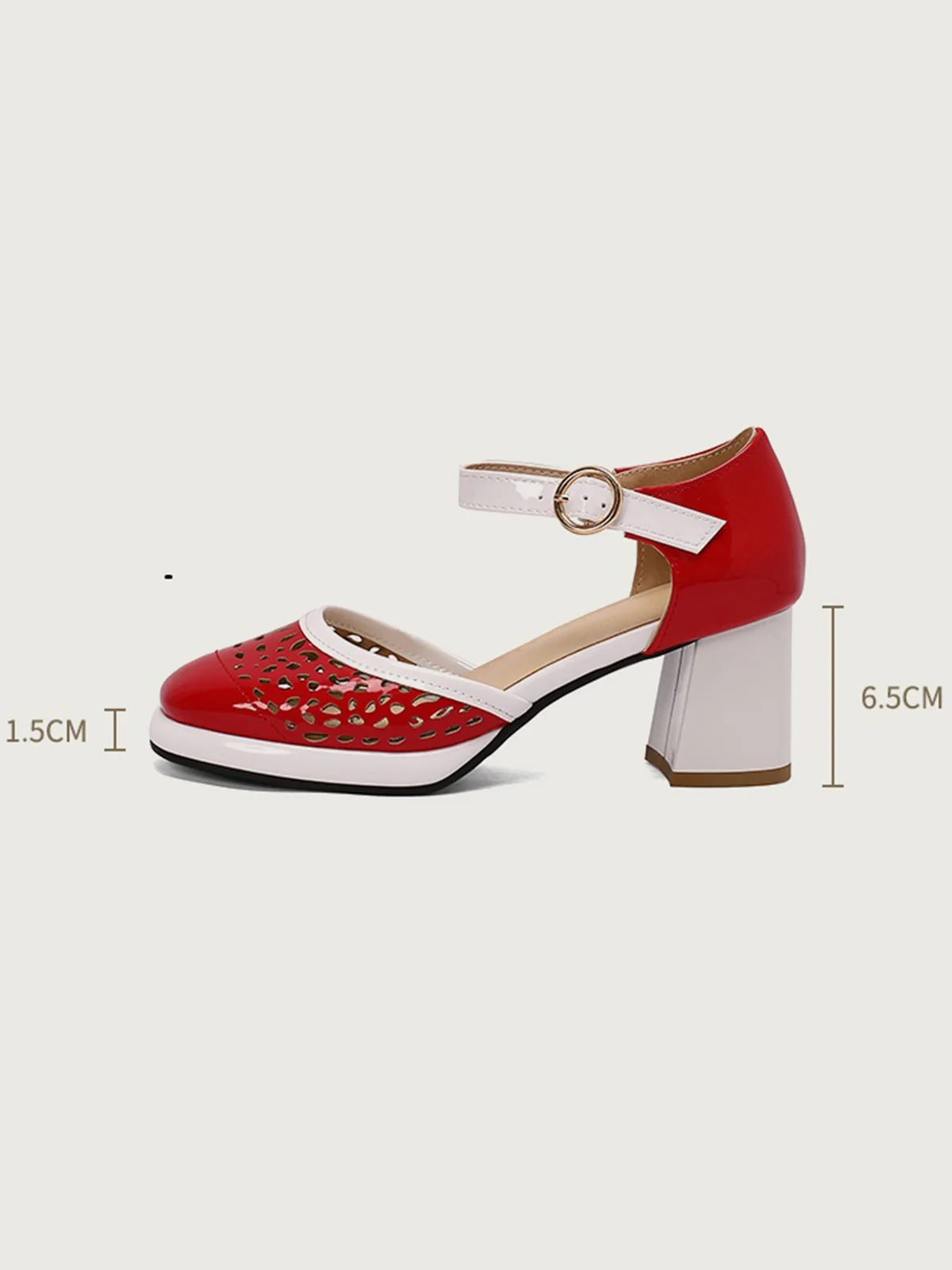 Retro Hollow Chunky High Heels Shoes - Image 8
