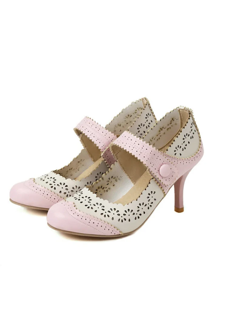 Retro Hollow Out Ankle Strap High Heels Shoes - Image 11