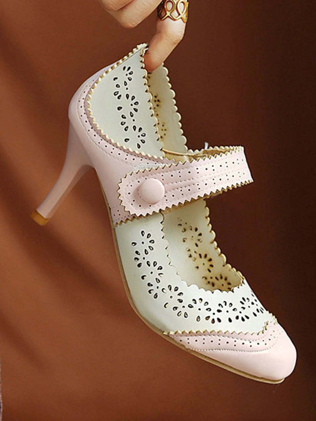 Retro Hollow Out Ankle Strap High Heels Shoes - Image 18