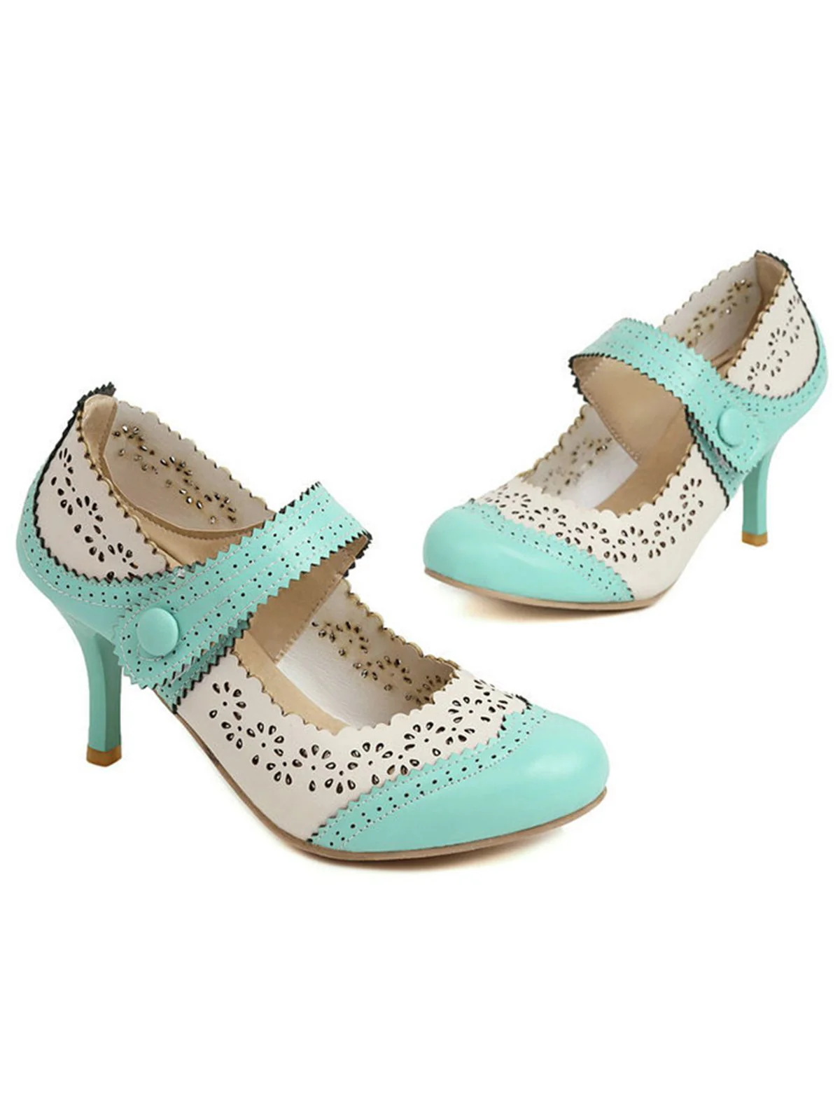 Retro Hollow Out Ankle Strap High Heels Shoes - Image 3