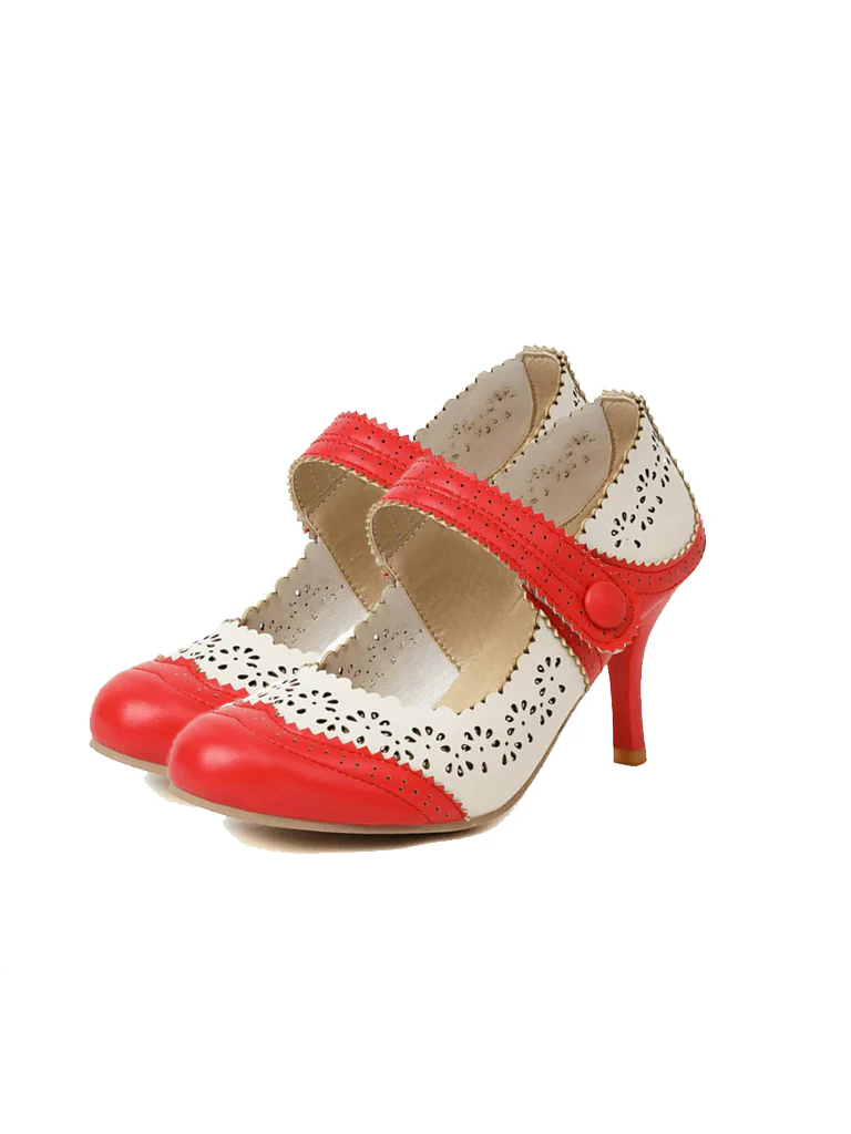Retro Hollow Out Ankle Strap High Heels Shoes - Image 6