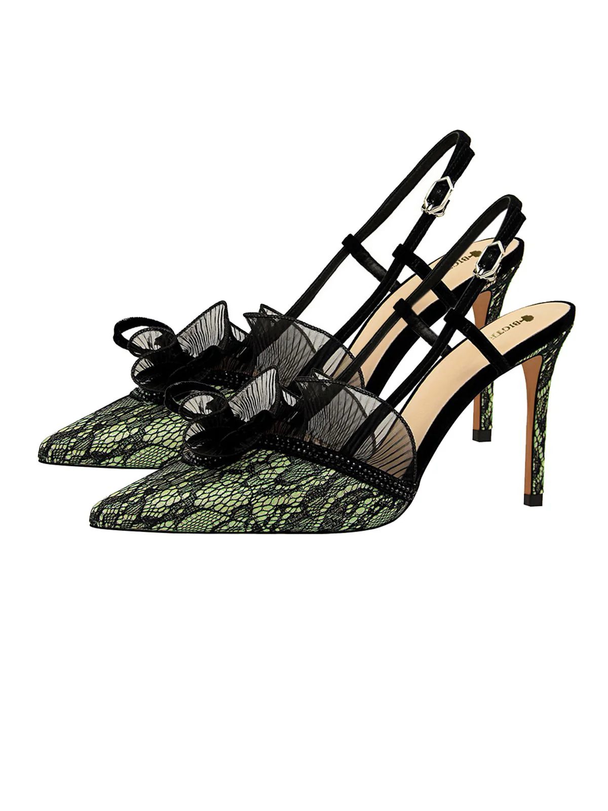 Retro Lace Décor Sling Back Shoes - Image 4
