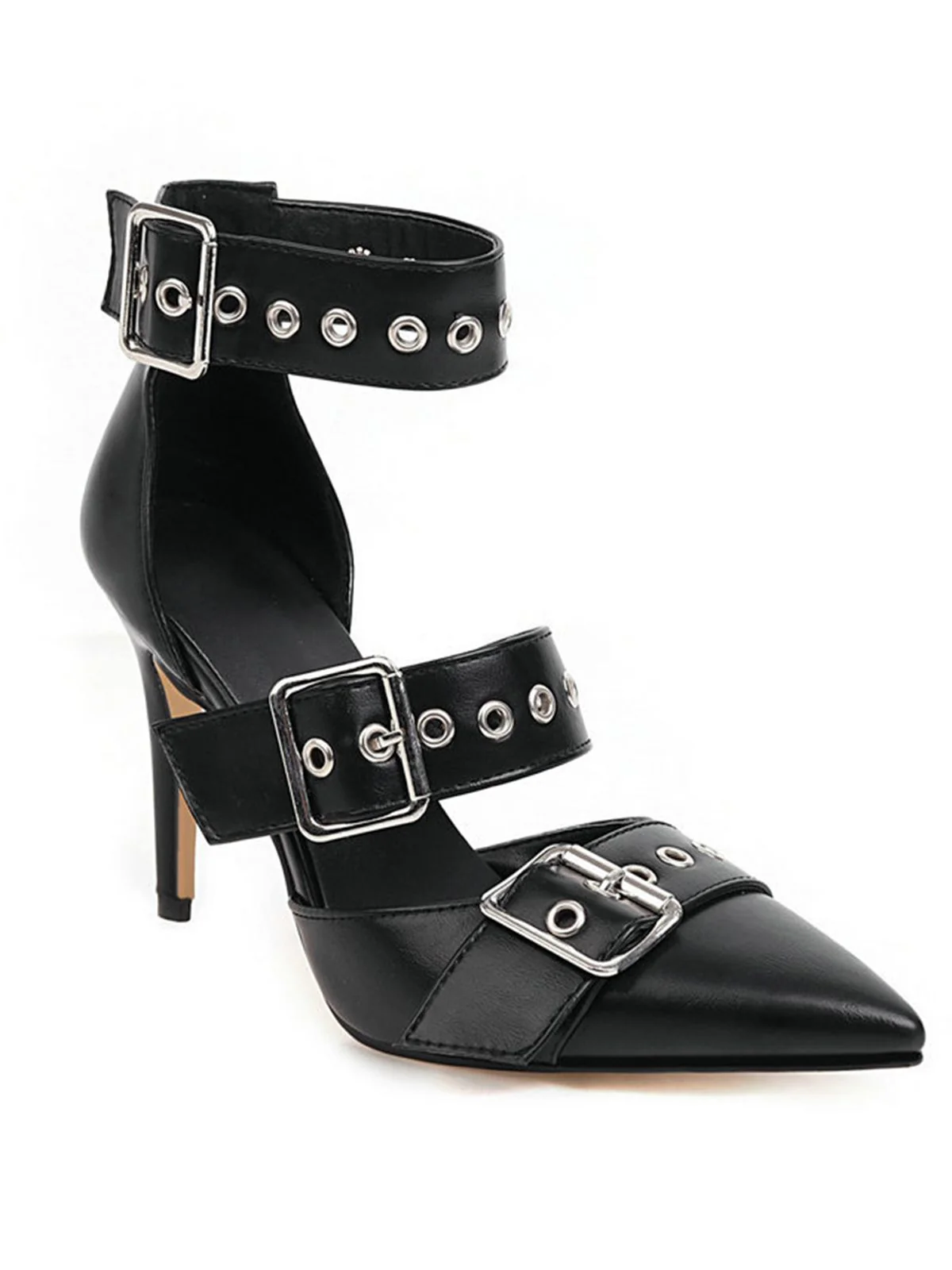 Retro Lace-up Button Décor Pointed Shoes - Image 2