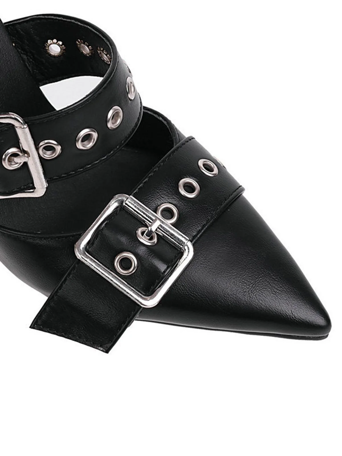 Retro Lace-up Button Décor Pointed Shoes - Image 3