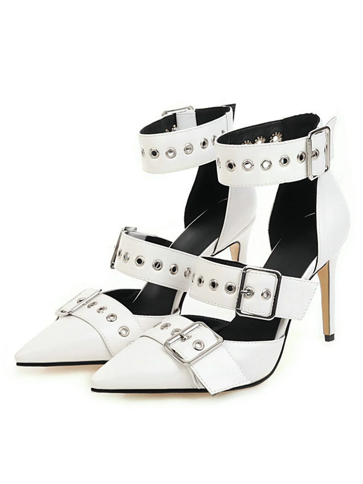 Retro Lace-up Button Décor Pointed Shoes - Image 6