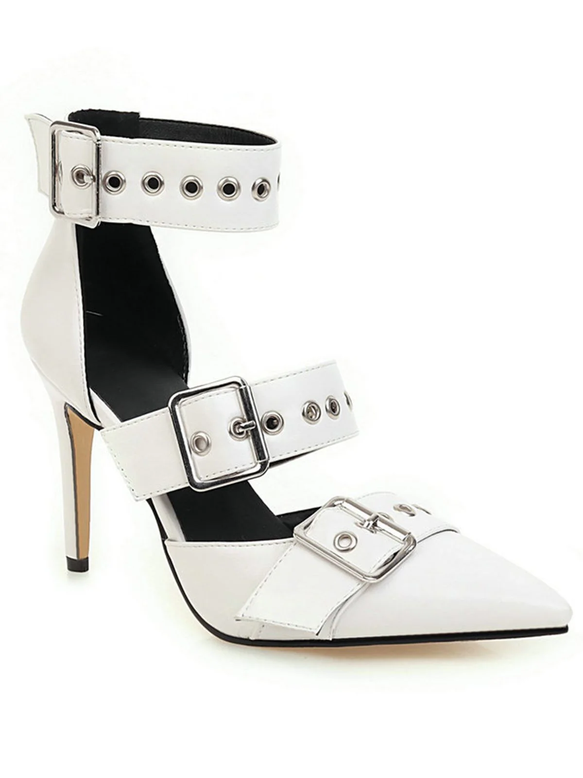Retro Lace-up Button Décor Pointed Shoes - Image 7