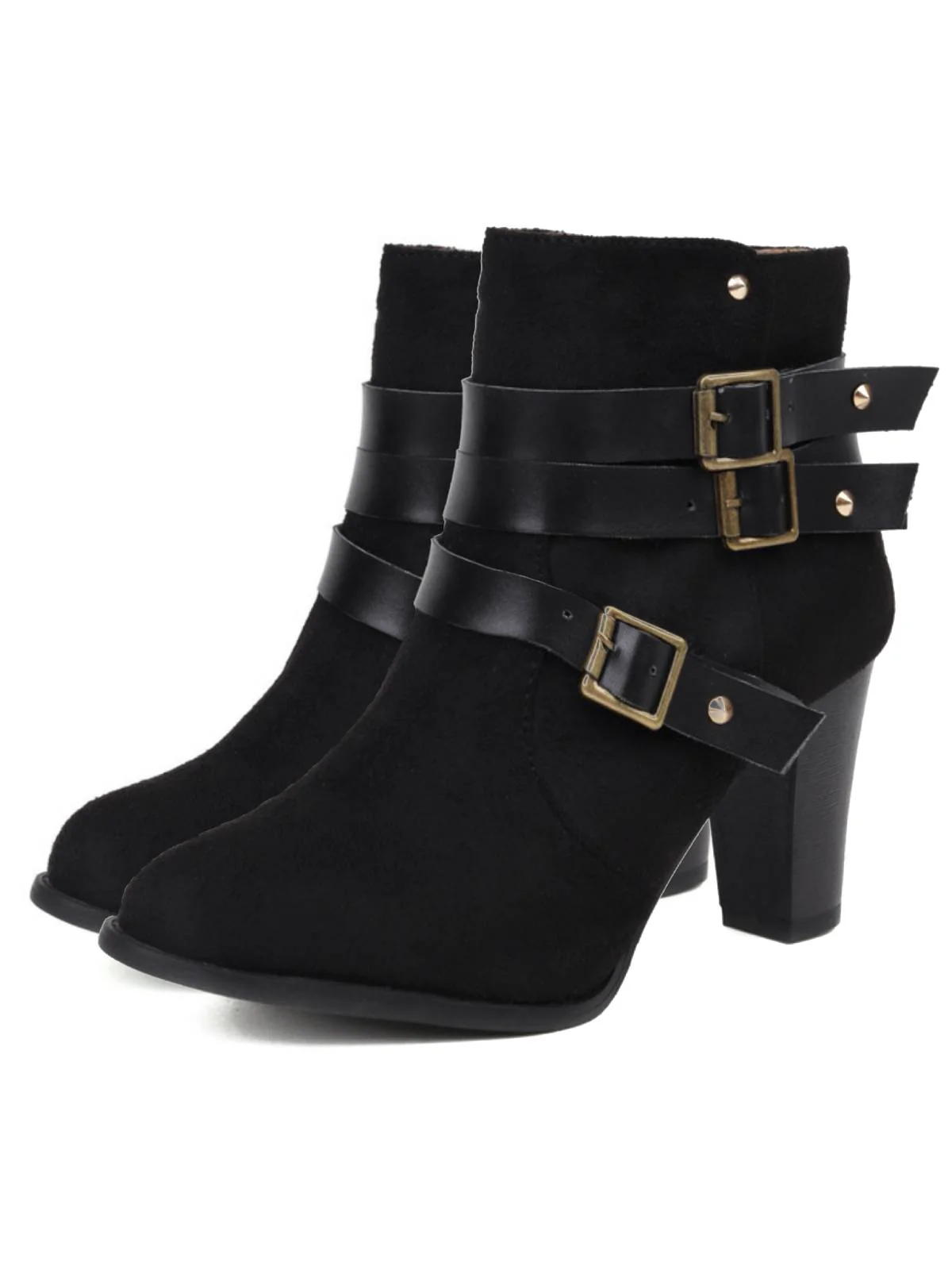 Retro Leather Belt Suede High Heel Shoes - Image 2