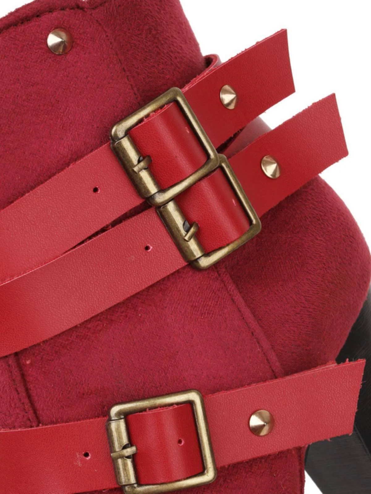 Retro Leather Belt Suede High Heel Shoes - Image 9