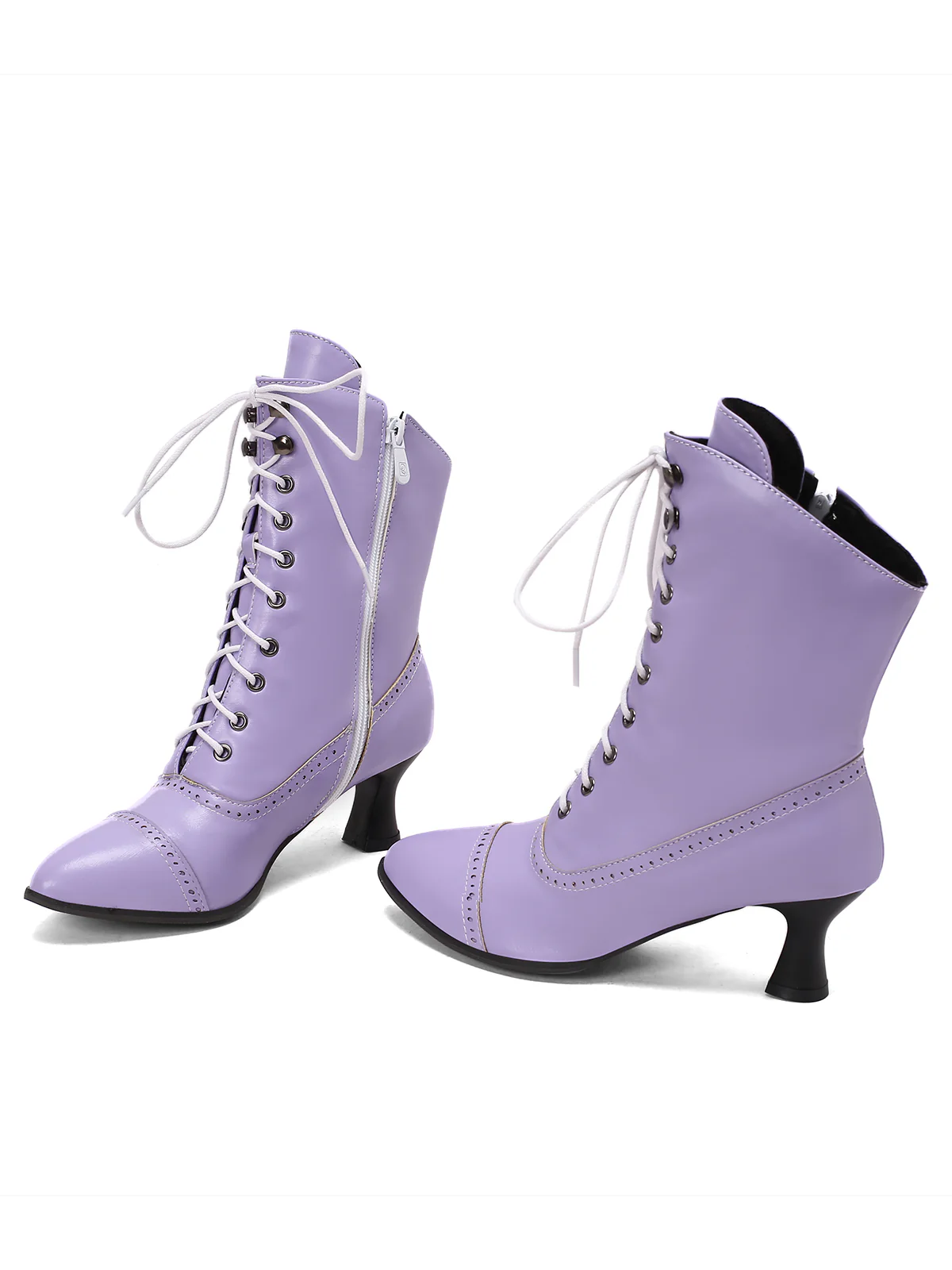 Retro Leather High Heel Boots - Image 17