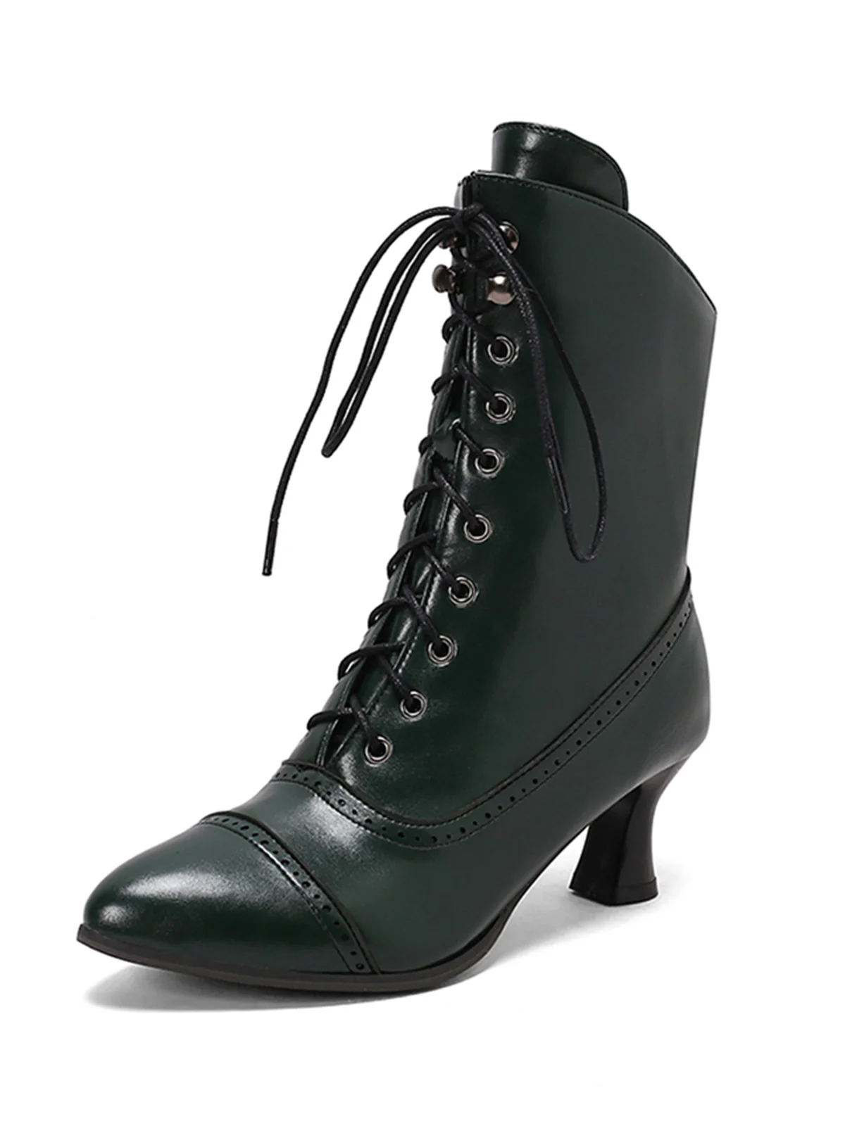 Retro Leather High Heel Boots - Image 8