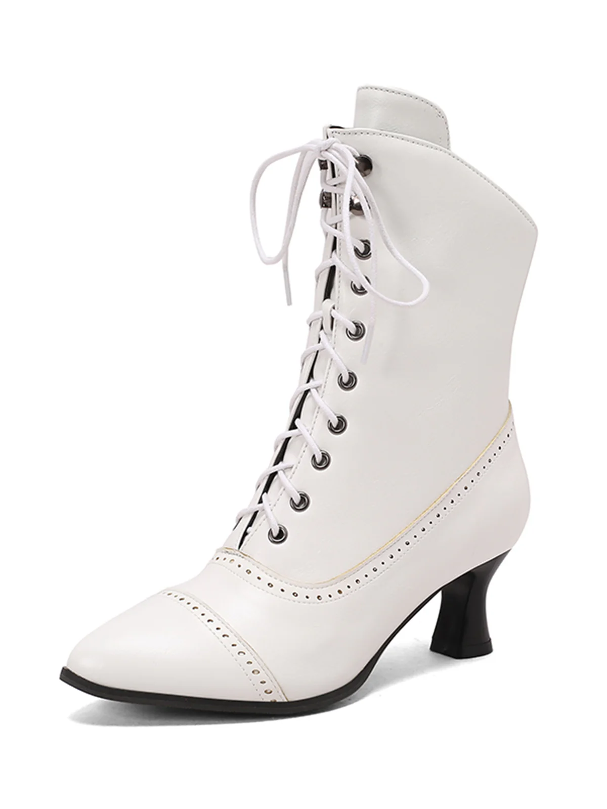 Retro Leather High Heel Boots - Image 13