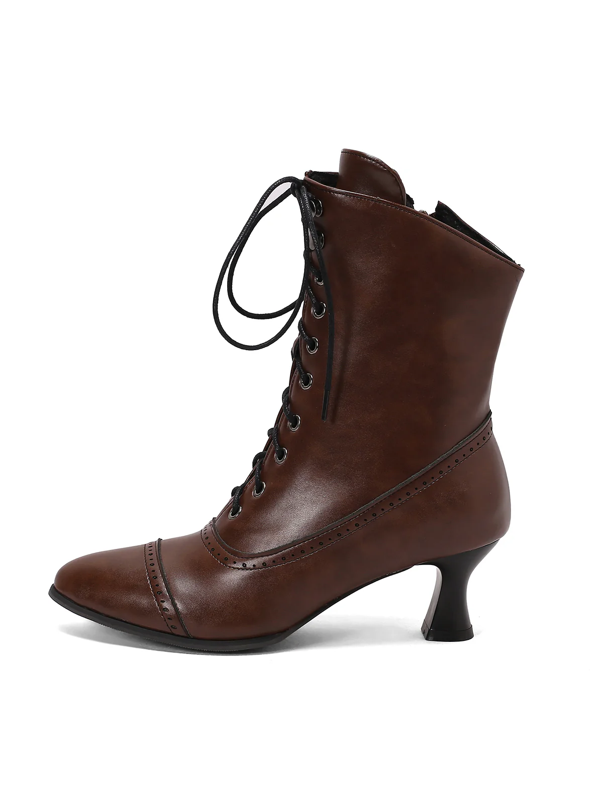 Retro Leather High Heel Boots - Image 15