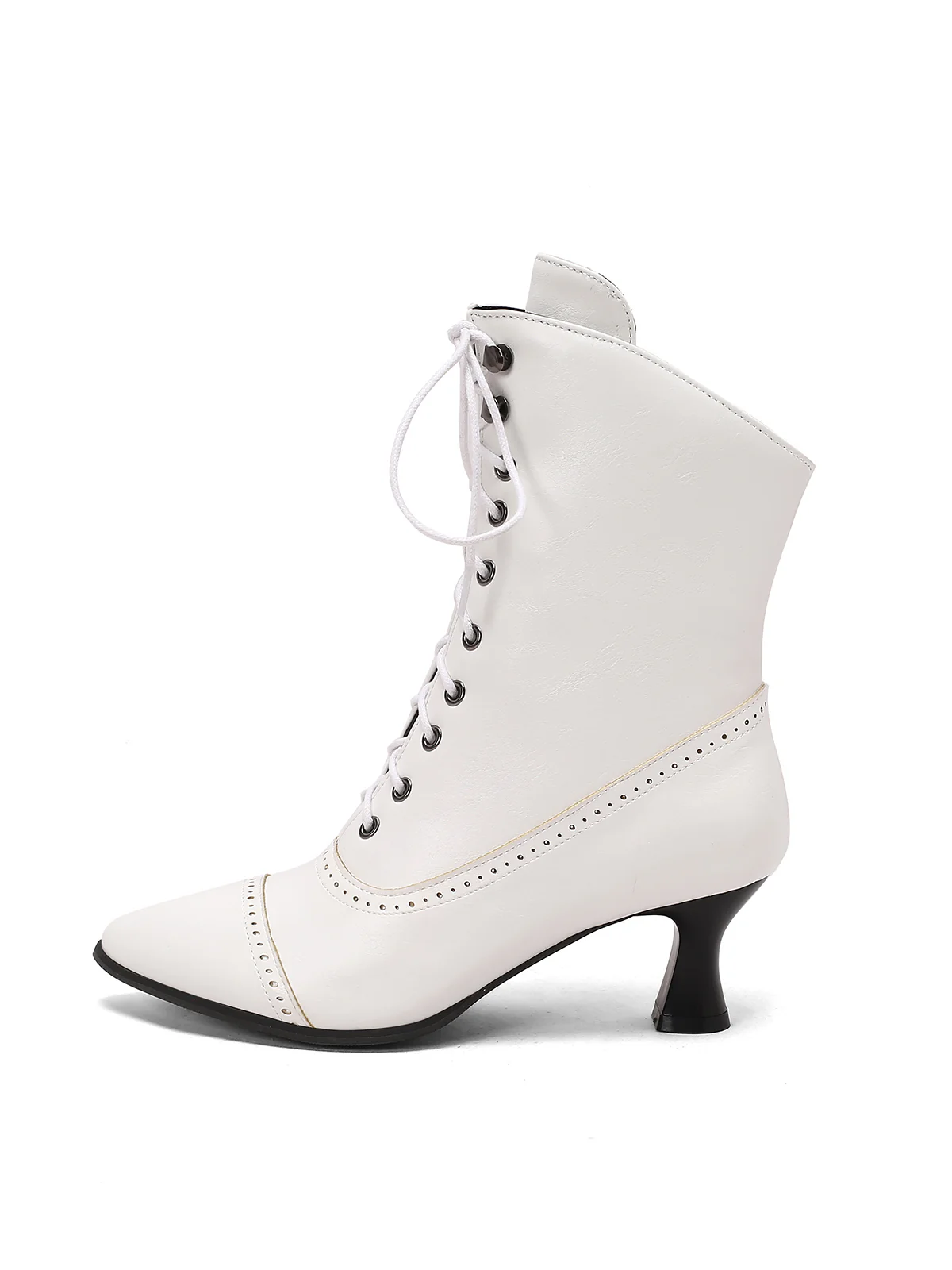 Retro Leather High Heel Boots - Image 16