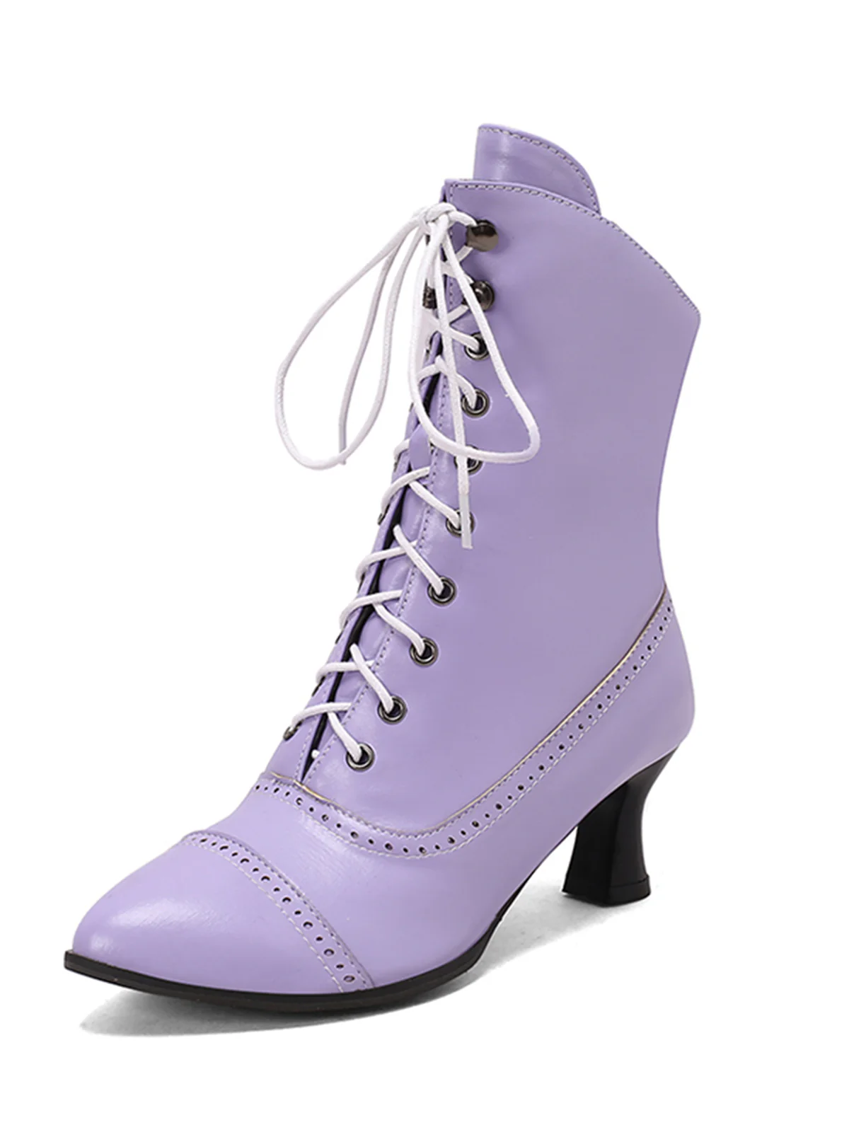 Retro Leather High Heel Boots - Image 18