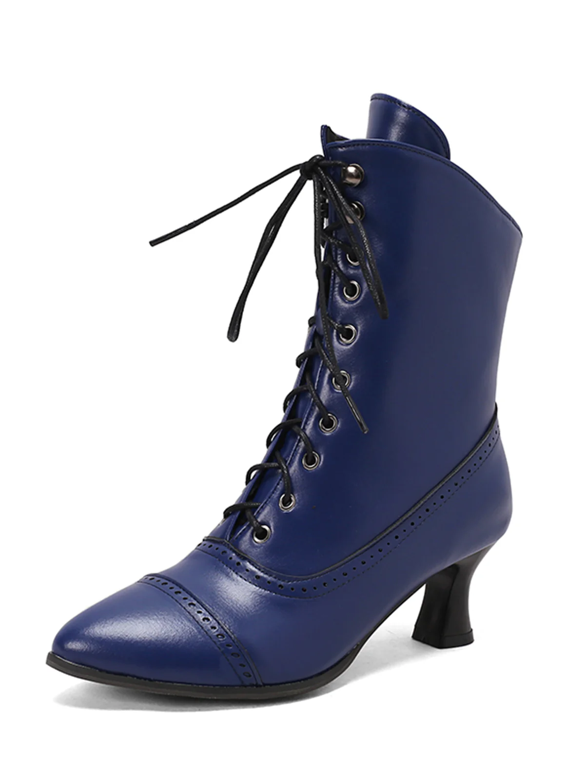 Retro Leather High Heel Boots - Image 23
