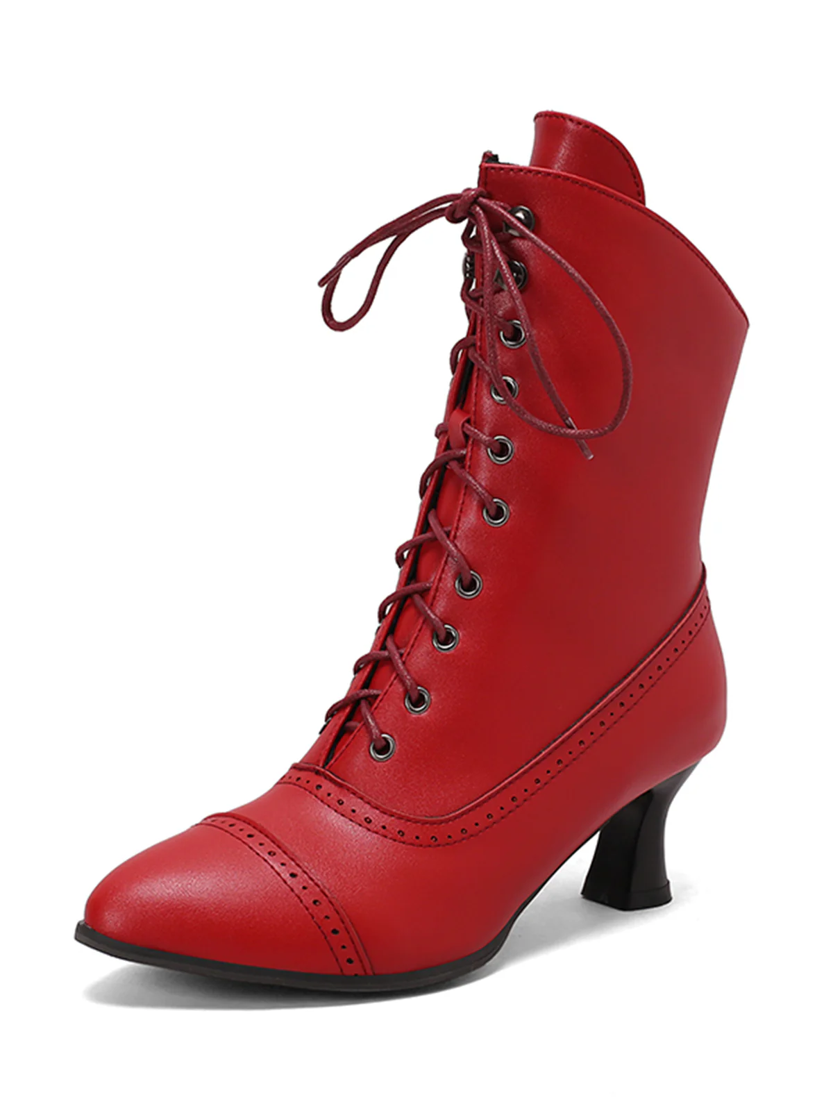 Retro Leather High Heel Boots - Image 25