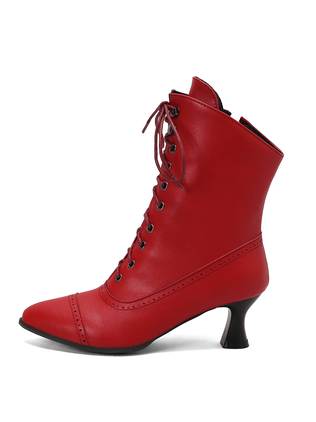 Retro Leather High Heel Boots - Image 26